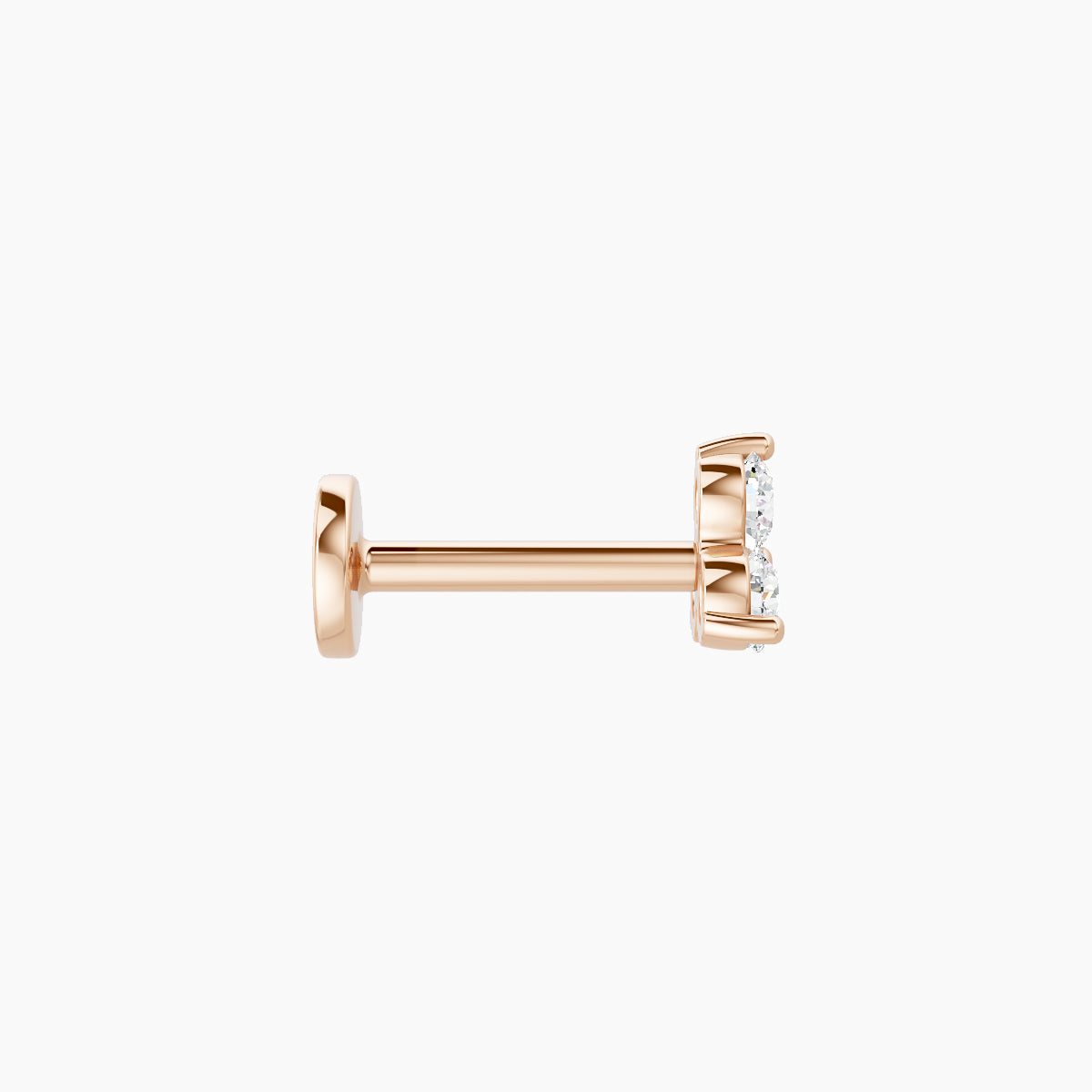 Venus | 18k Rose Gold 4.5 mm 6.5 mm Trilogy Diamond Nose Piercing