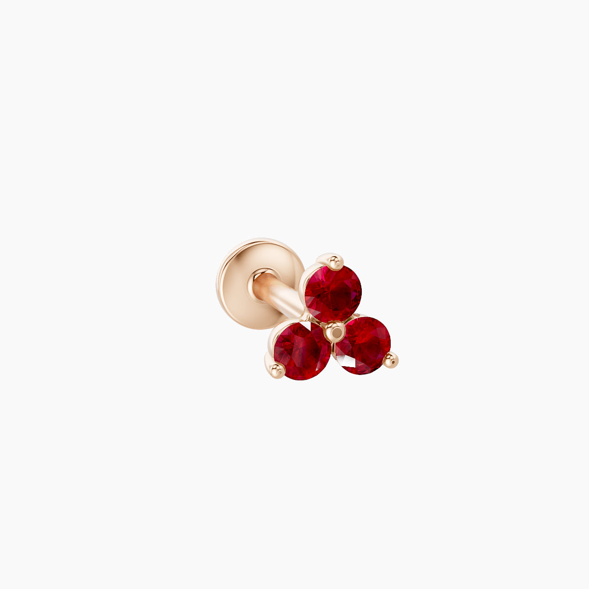 Venus | 18k Rose Gold 6.5 mm 4.5 mm Trilogy Ruby Nose Piercing