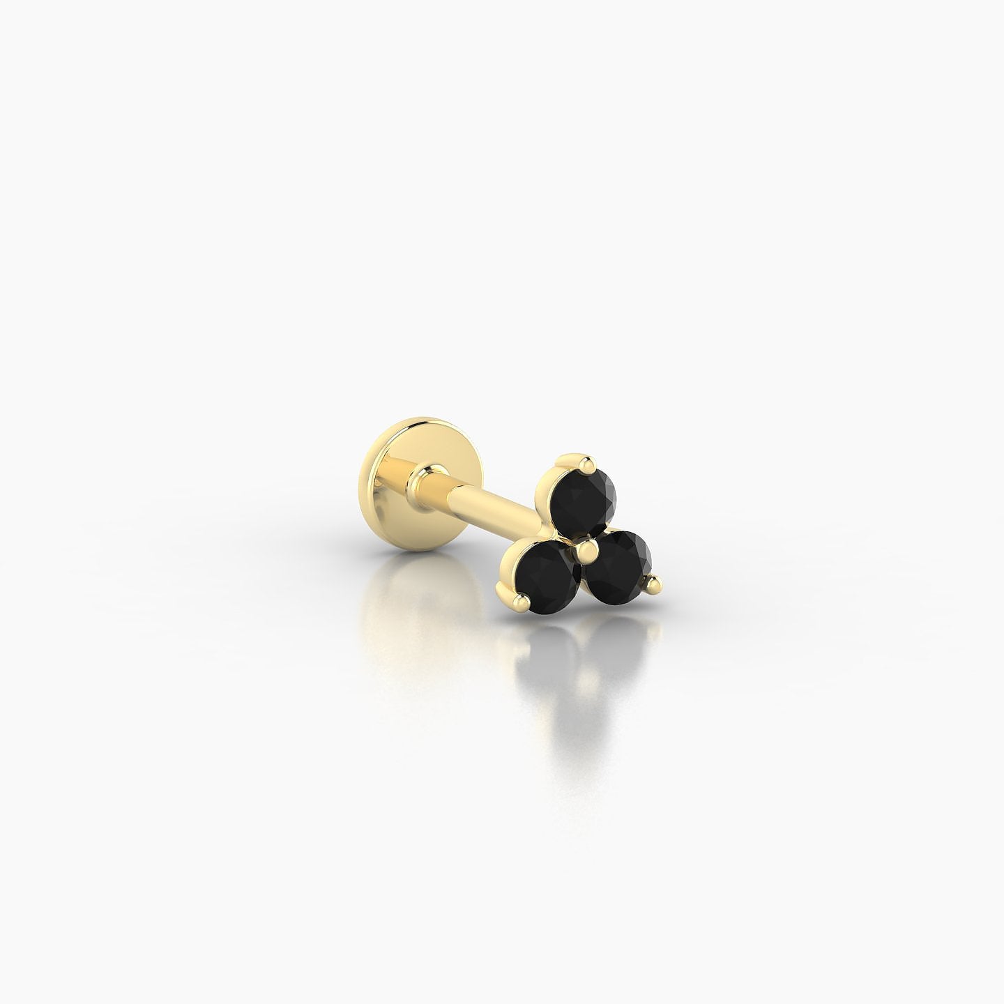 Venus | 18k Yellow Gold 6.5 mm 4.5 mm Trilogy Black Diamond Nose Piercing