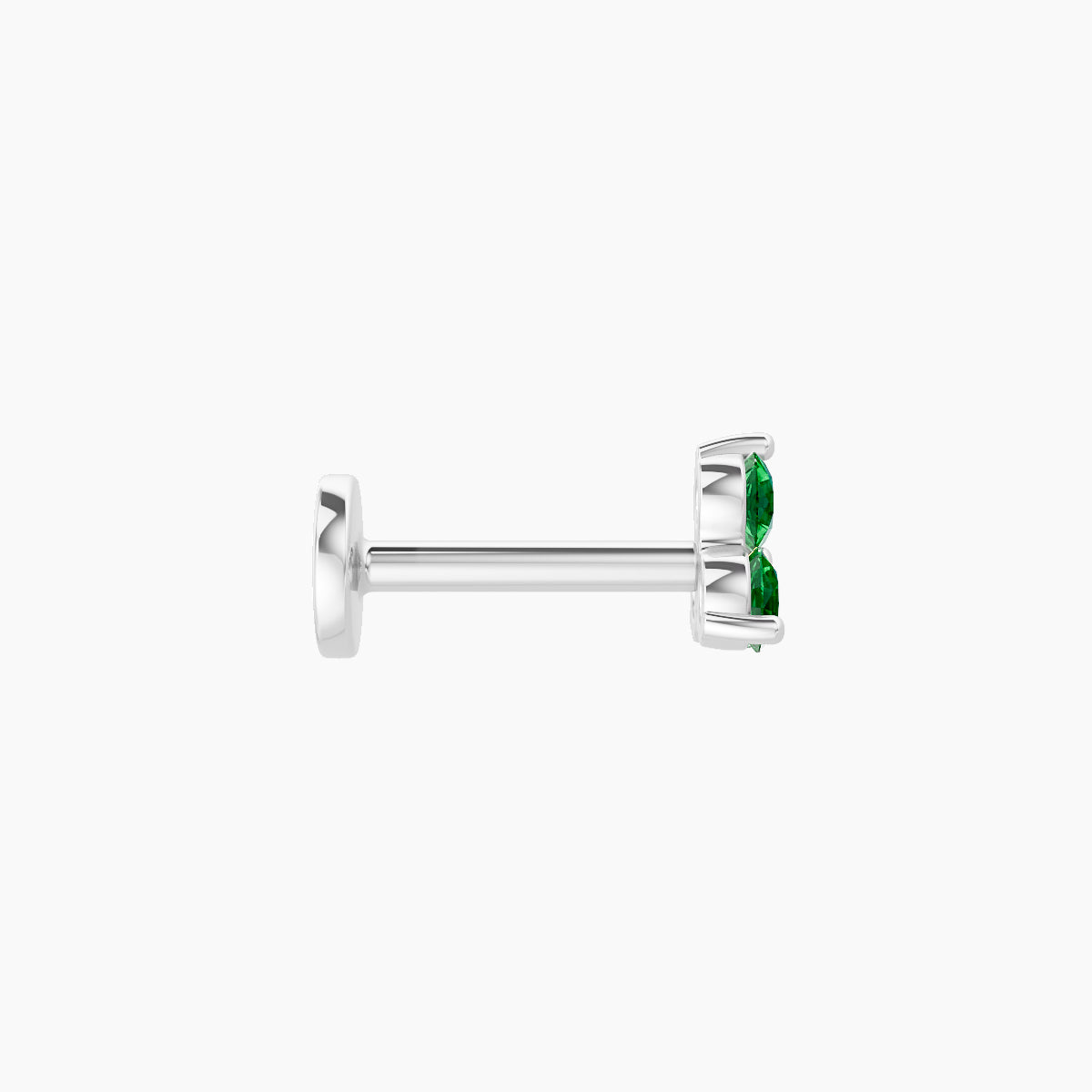Venus | 18k White Gold 6.5 mm 4.5 mm Trilogy Emerald Piercing