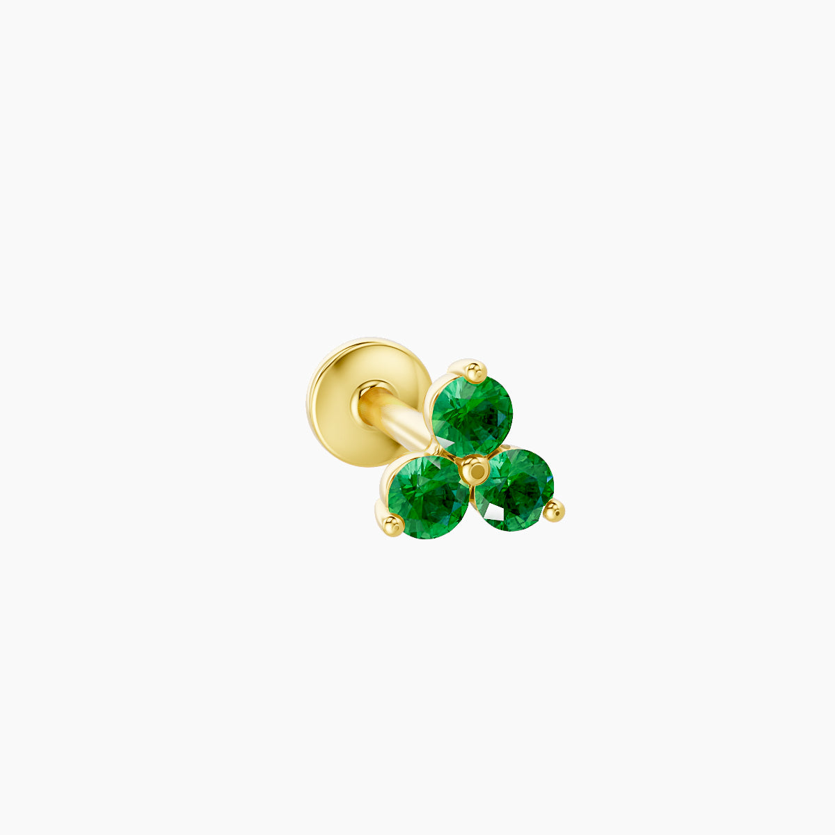 Venus | 18k Yellow Gold 6.5 mm 4.5 mm Trilogy Emerald Piercing