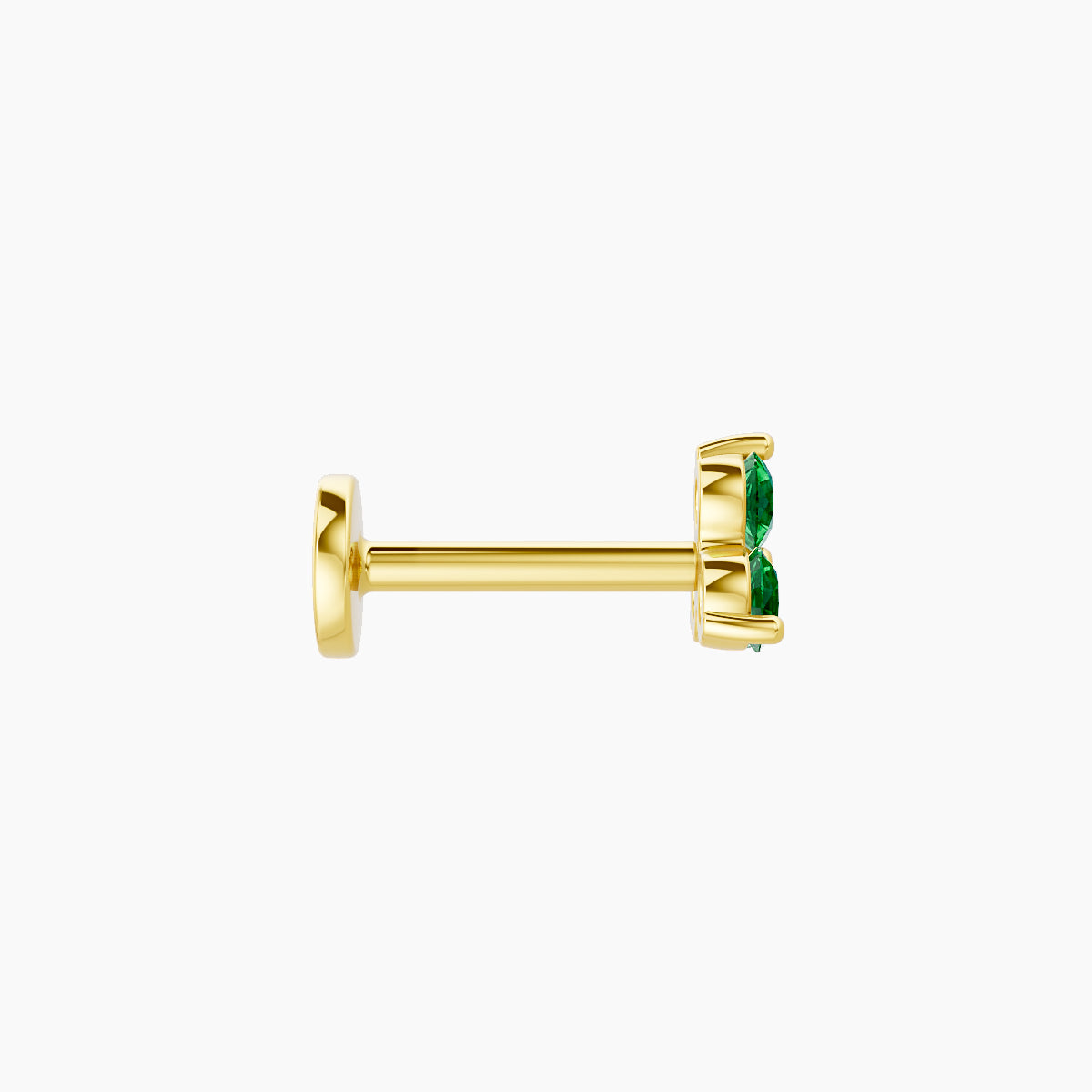 Venus | 18k Yellow Gold 6.5 mm 4.5 mm Trilogy Emerald Piercing