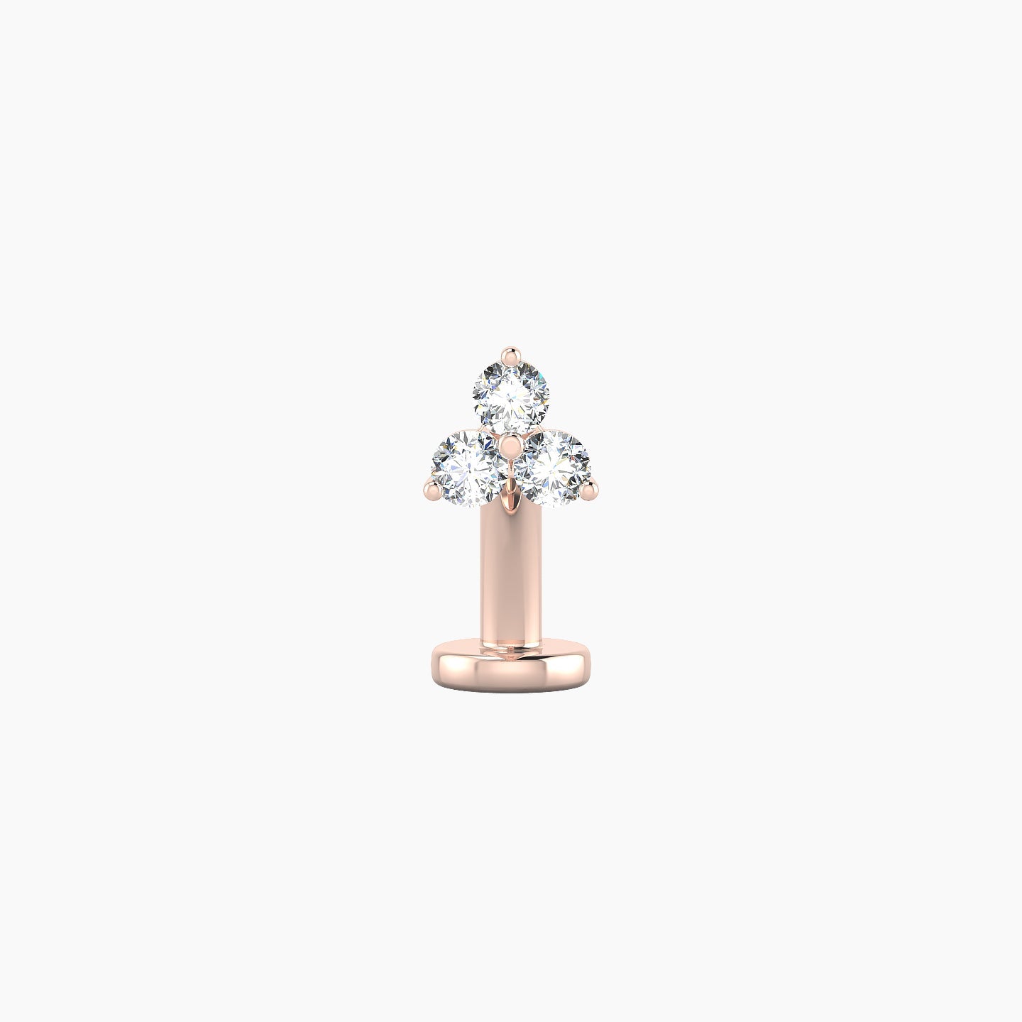 Venus | 18k Rose Gold 4.5 mm 8 mm Trilogy Diamond Floating Navel Piercing
