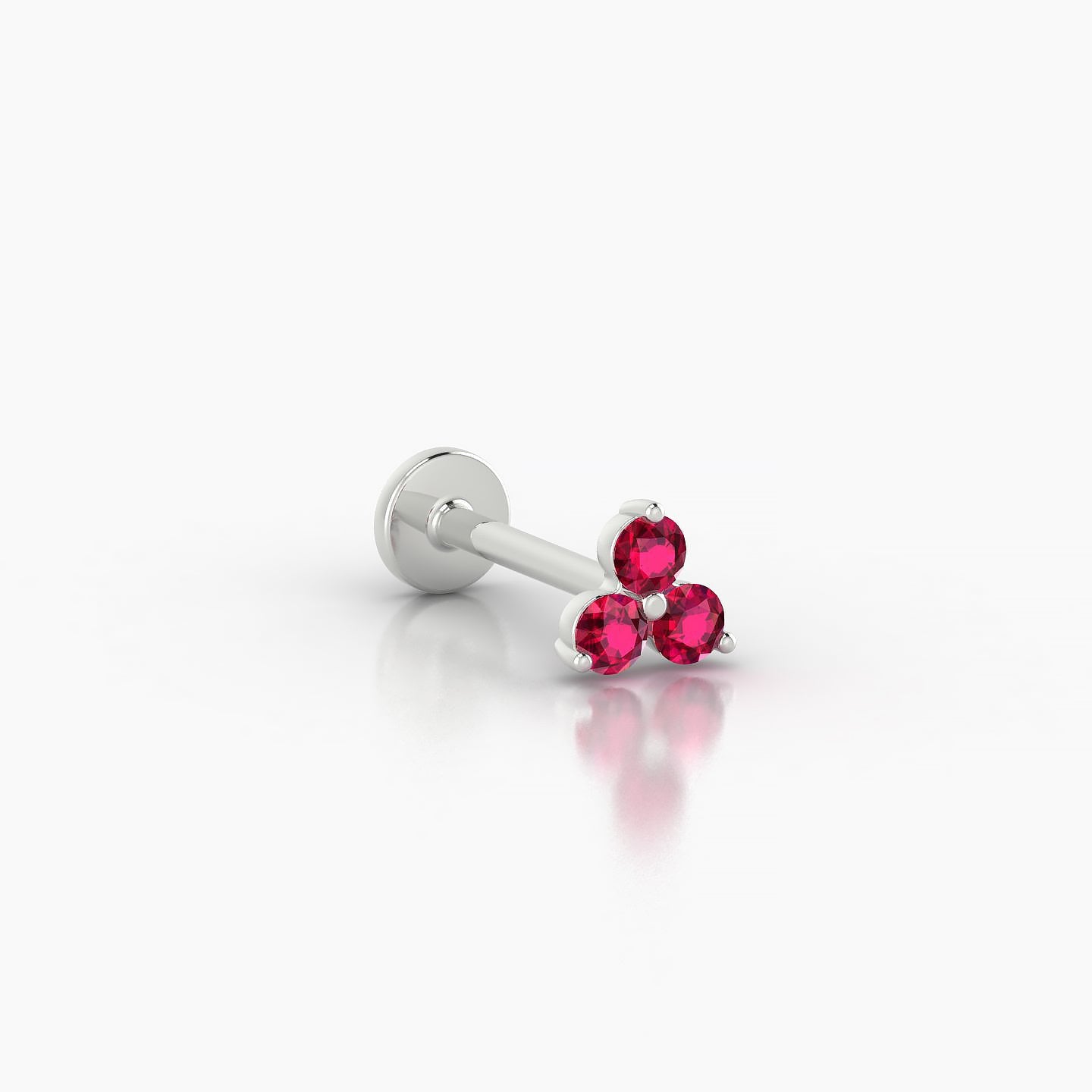 Venus | 18k White Gold 8 mm 4.5 mm Trilogy Ruby Nose Piercing