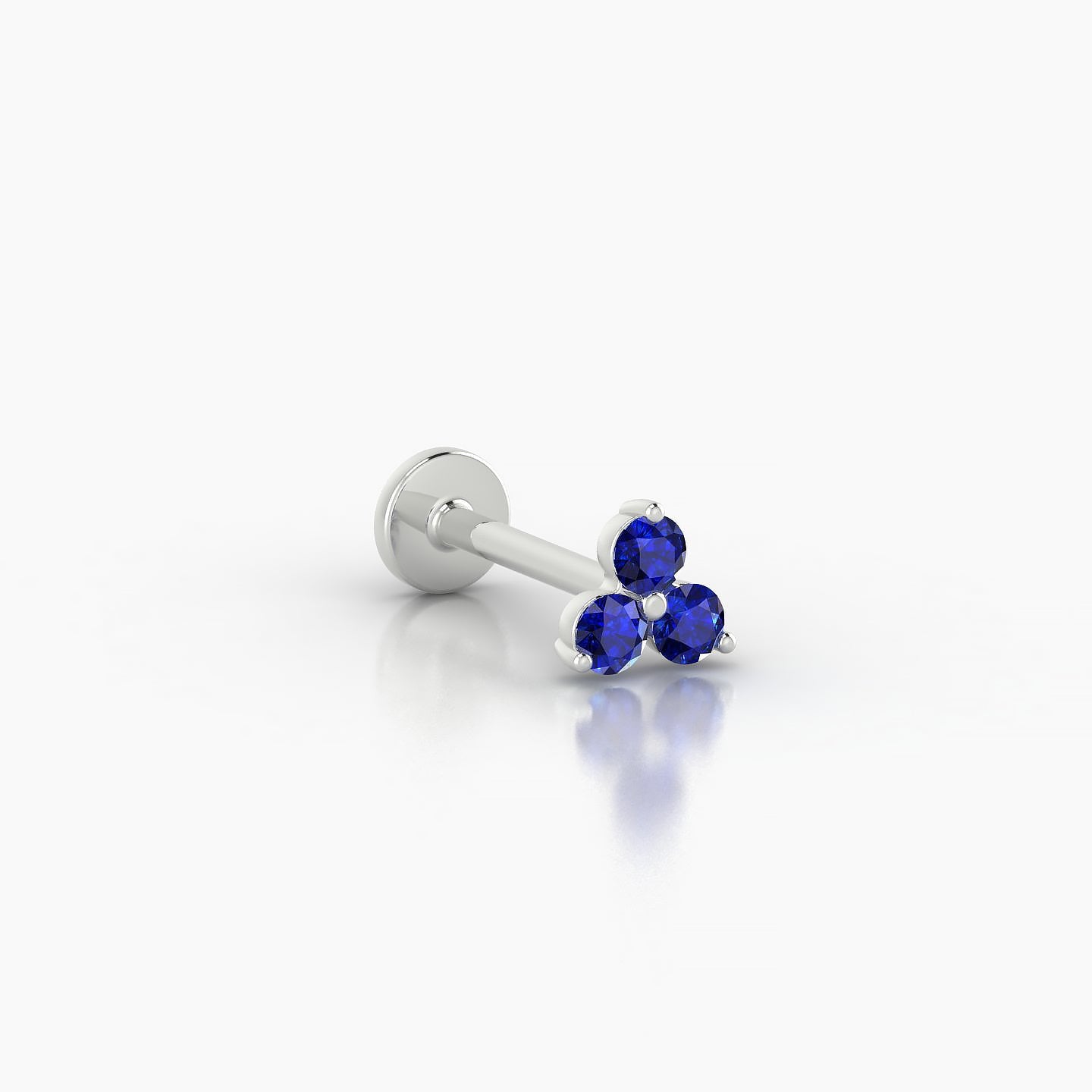Venus | 18k White Gold 8 mm 4.5 mm Trilogy Sapphire Nose Piercing