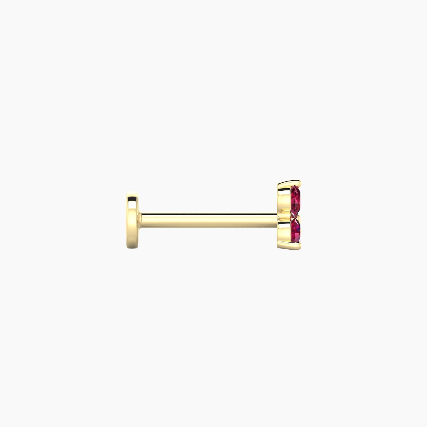 Venus | 18k Yellow Gold 8 mm 4.5 mm Trilogy Ruby Nose Piercing