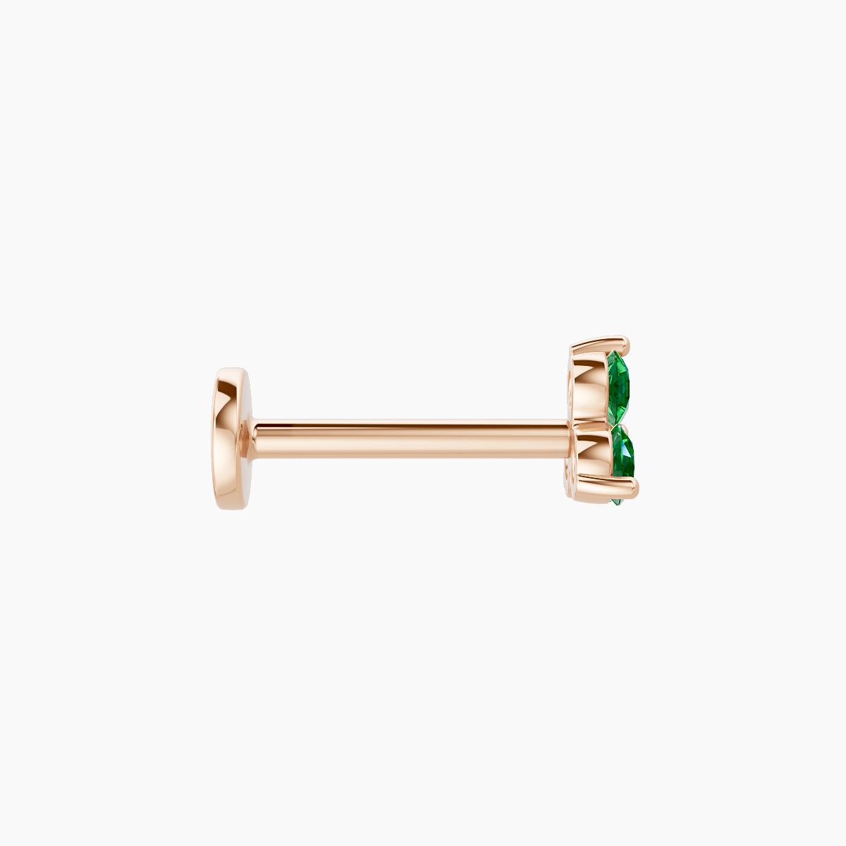 Venus | 18k Rose Gold 8 mm 4.5 mm Trilogy Emerald Piercing