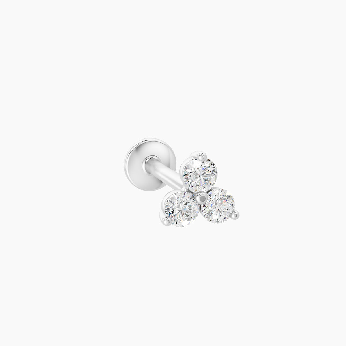 Venus | 18k White Gold 4.5 mm 8 mm Trilogy Diamond Piercing