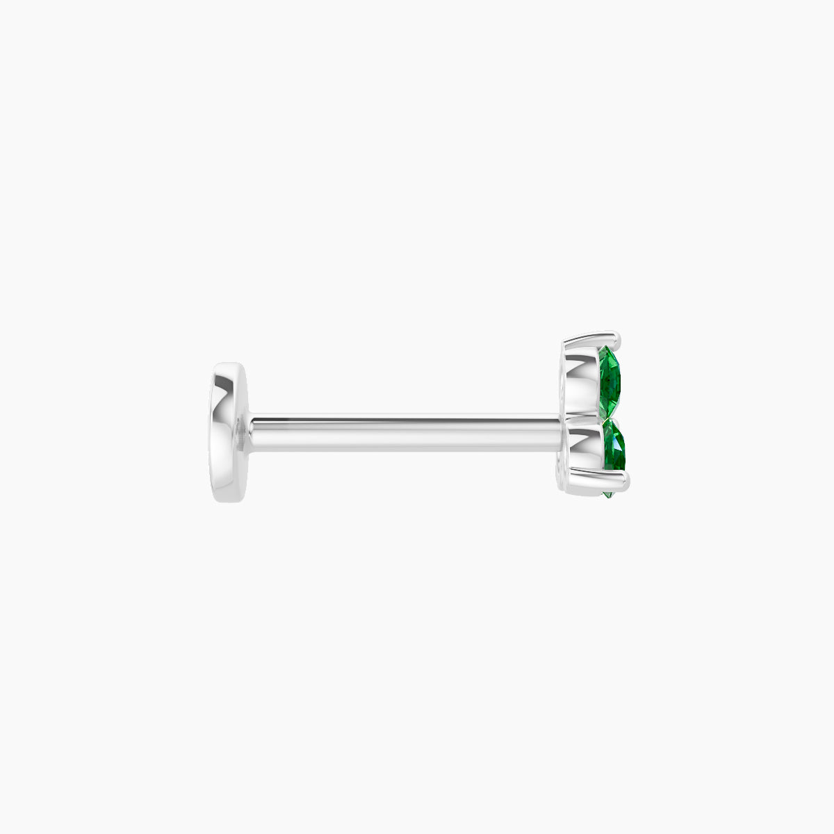 Venus | 18k White Gold 8 mm 4.5 mm Trilogy Emerald Piercing