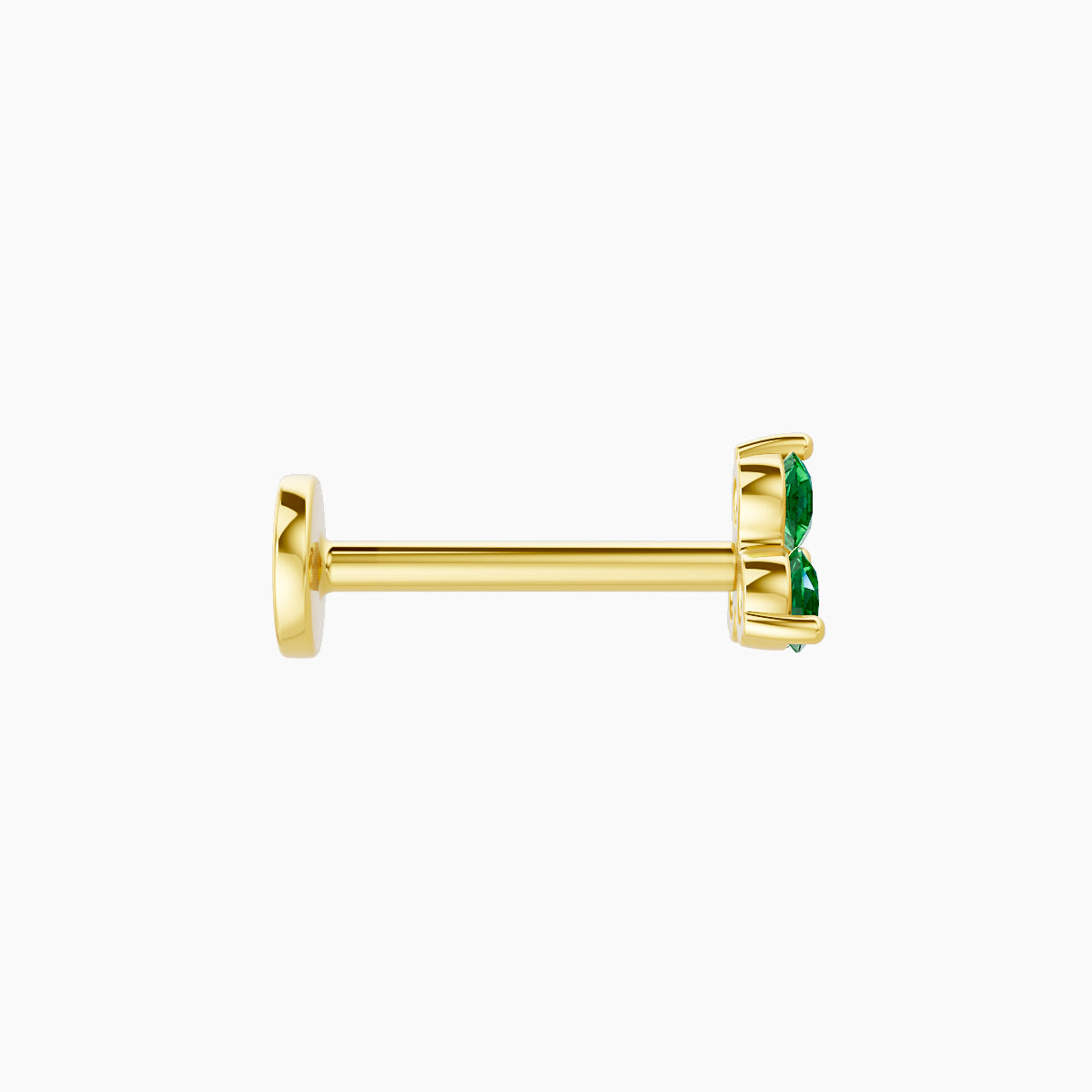 Venus | 18k Yellow Gold 8 mm 4.5 mm Trilogy Emerald Piercing