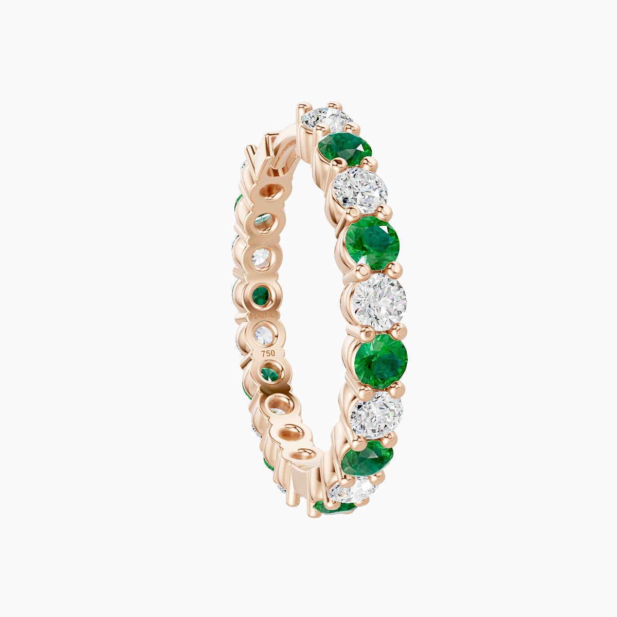 Vesta | 18k Rose Gold 11 mm Emerald & Diamond Hoop Piercing