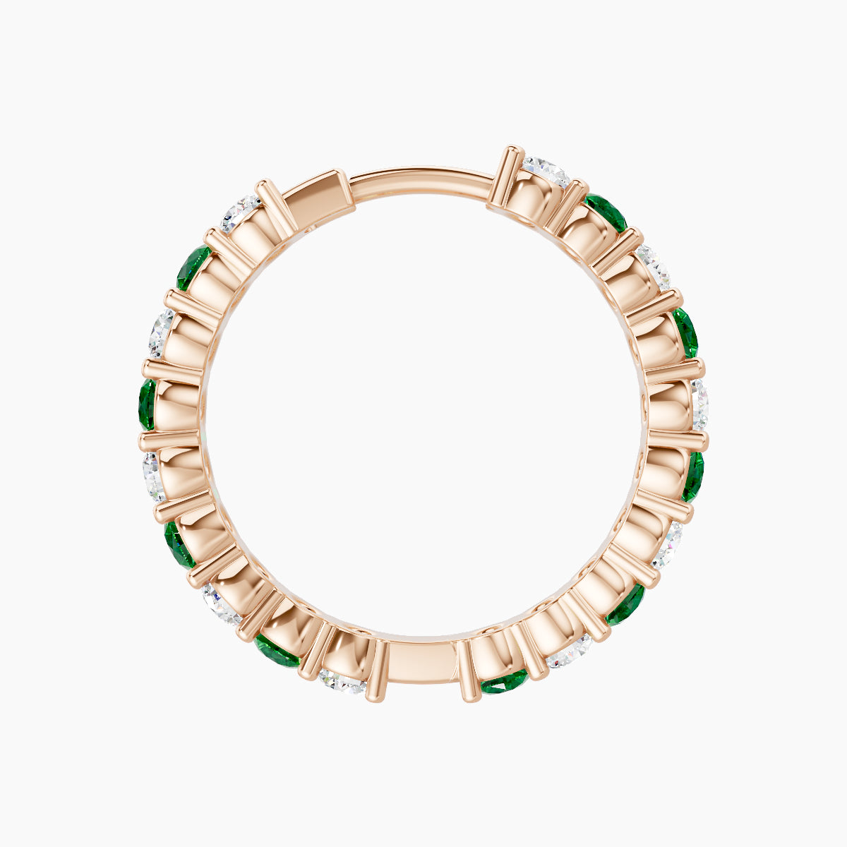 Vesta | 18k Rose Gold 11 mm Emerald & Diamond Hoop Piercing