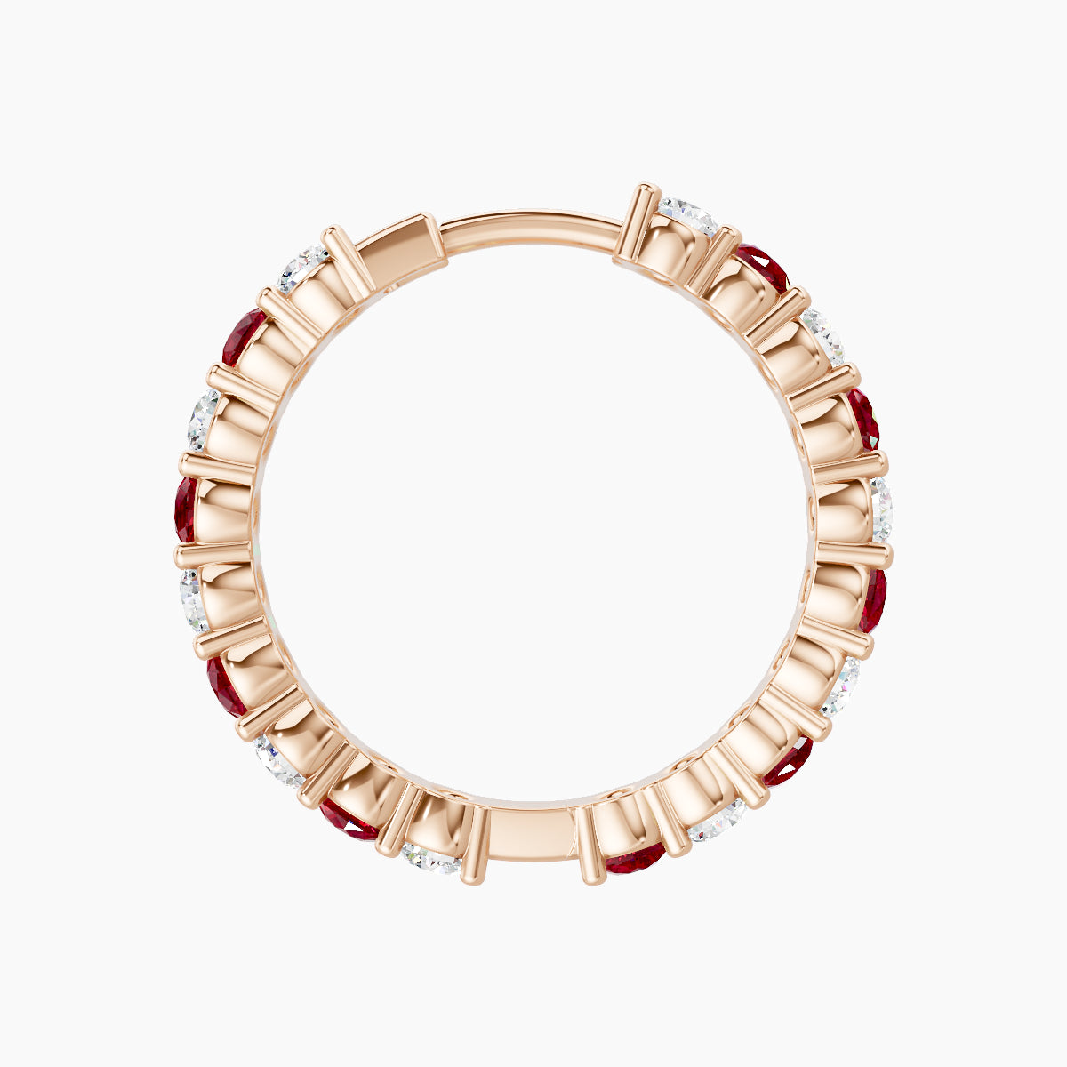 Vesta | 18k Rose Gold 11 mm Ruby & Diamond Hoop Piercing