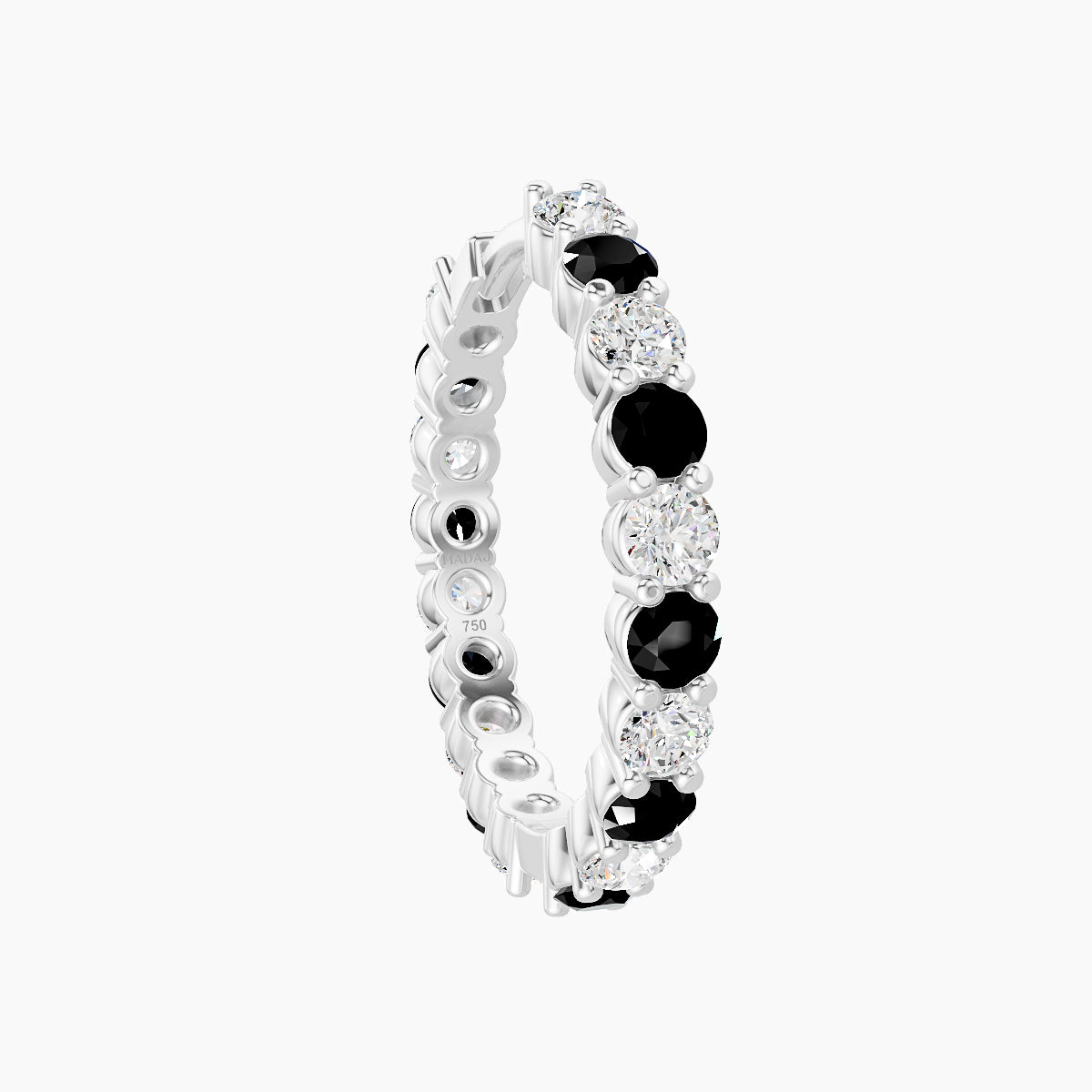 Vesta | 18k White Gold 11 mm Black Diamond & Diamond Hoop Piercing
