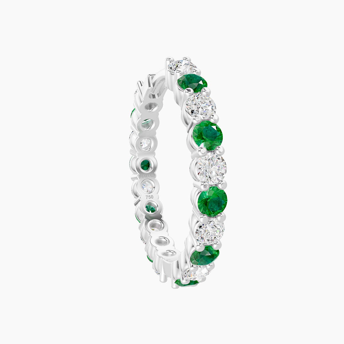 Vesta | 18k White Gold 11 mm Emerald & Diamond Hoop Piercing