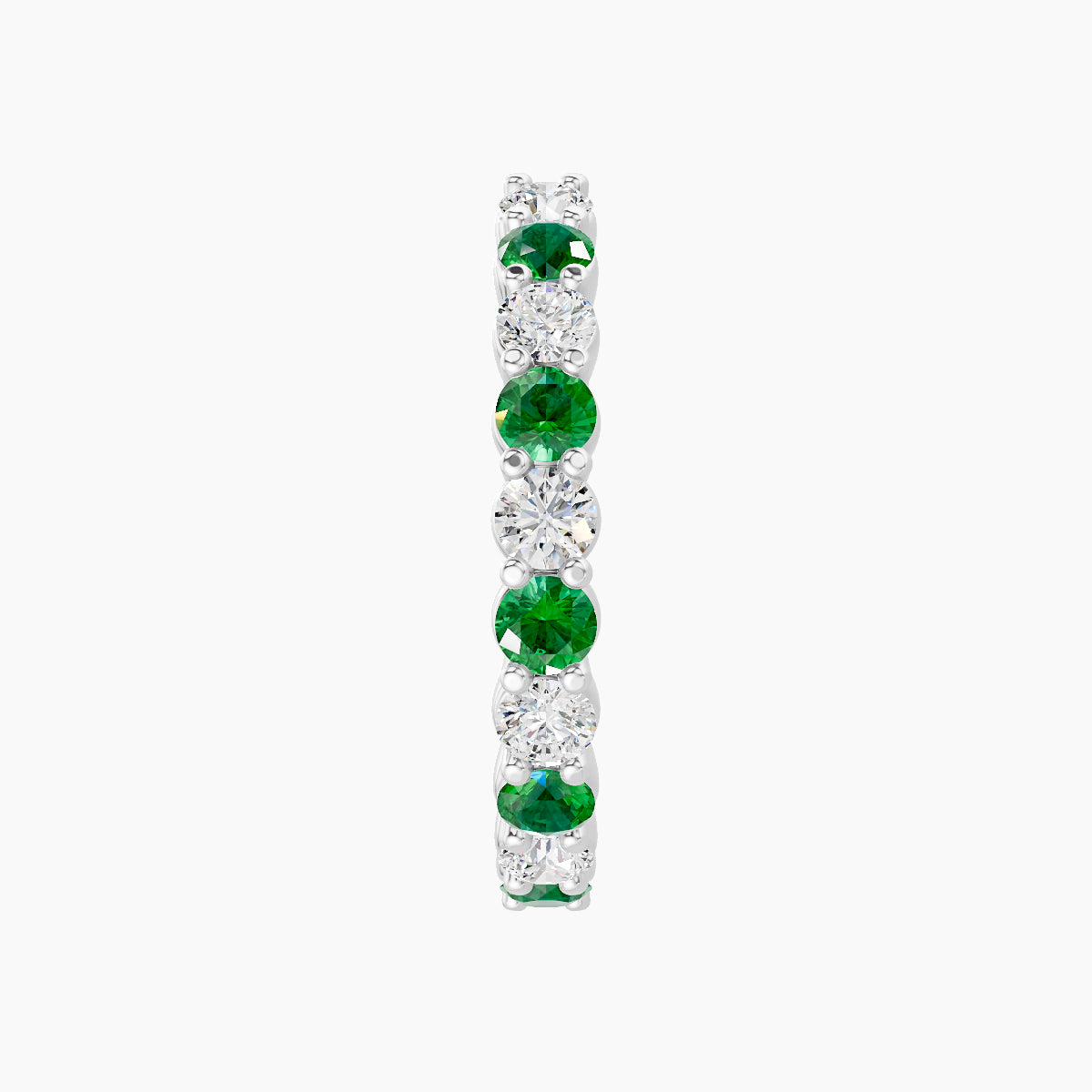 Vesta | 18k White Gold 11 mm Emerald & Diamond Hoop Piercing