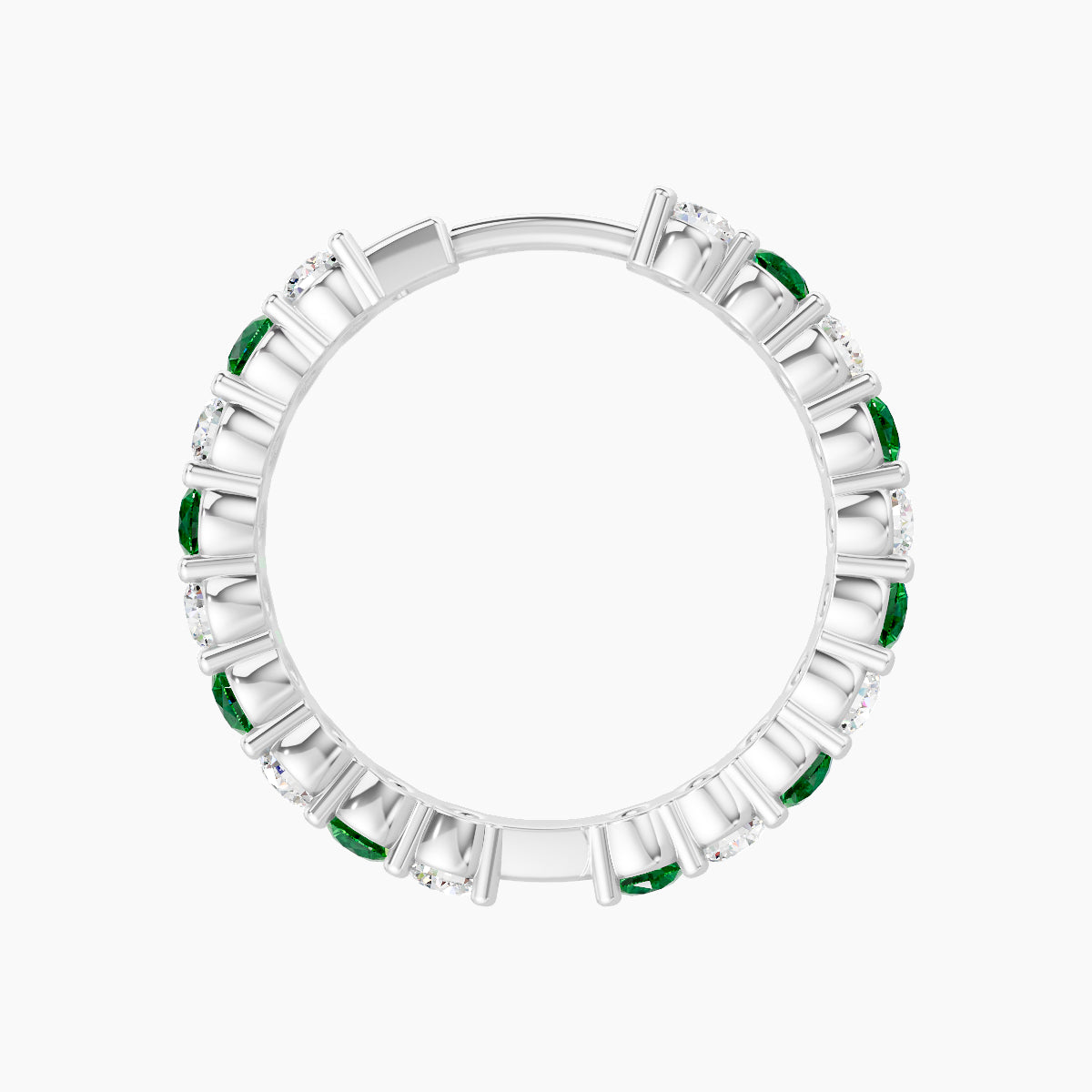Vesta | 18k White Gold 11 mm Emerald & Diamond Hoop Piercing