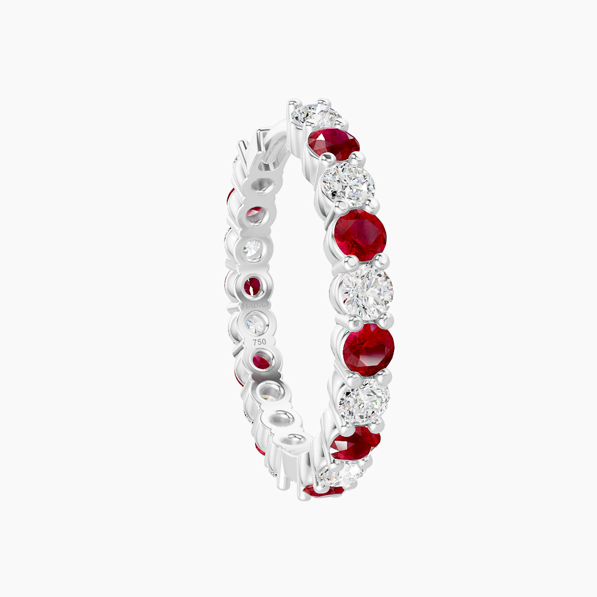 Vesta | 18k White Gold 11 mm Ruby & Diamond Hoop Piercing