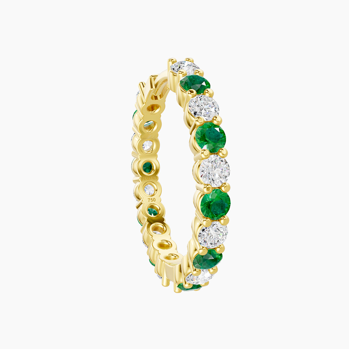 Vesta | 18k Yellow Gold 11 mm Emerald & Diamond Hoop Piercing