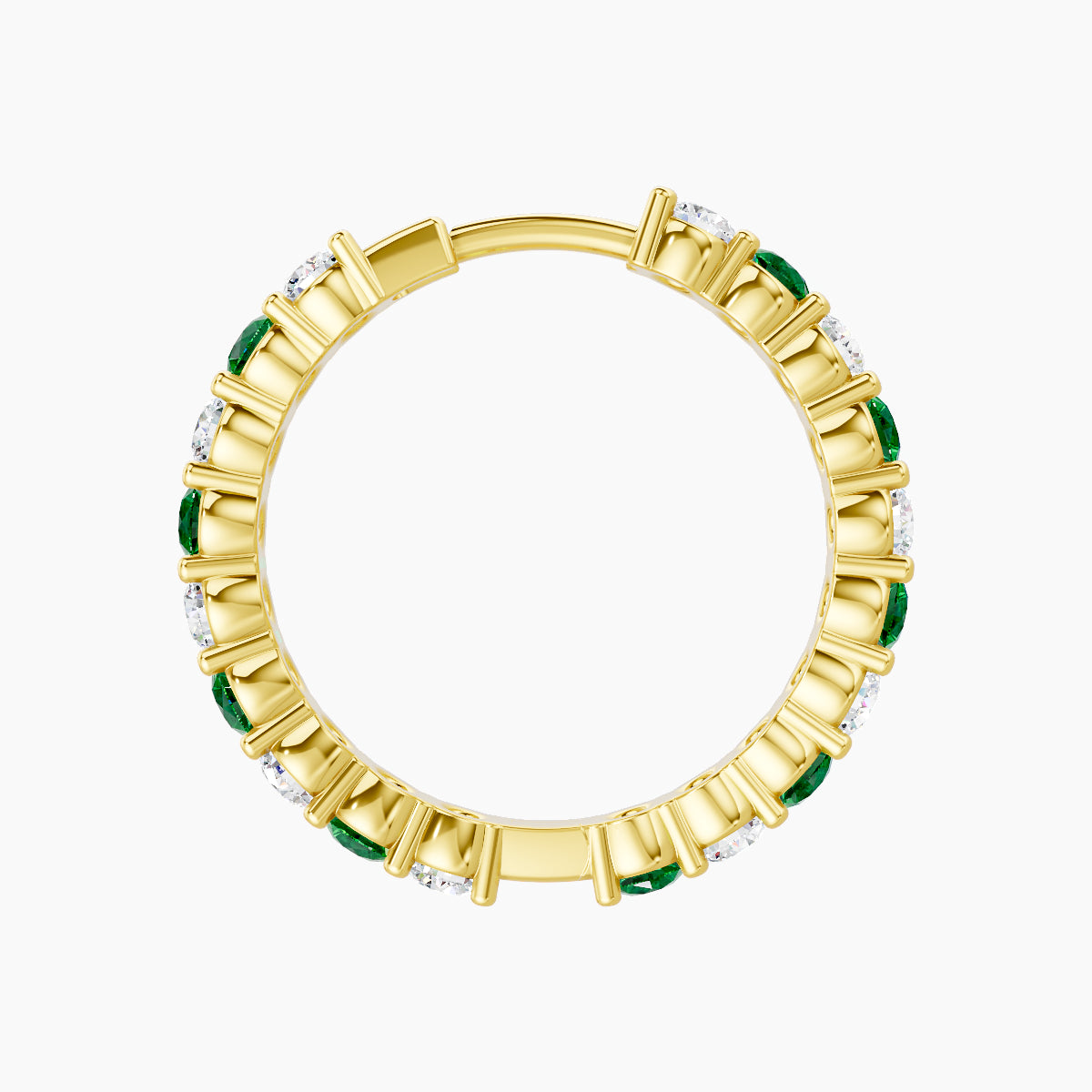 Vesta | 18k Yellow Gold 11 mm Emerald & Diamond Hoop Piercing