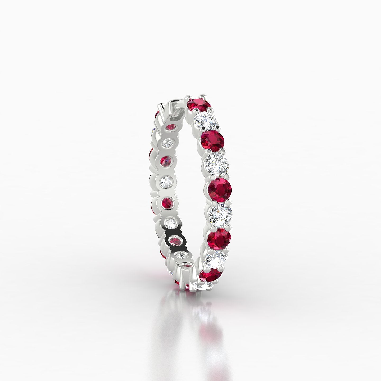 Vesta | 18k White Gold 11 mm Ruby & Diamond Hoop Piercing