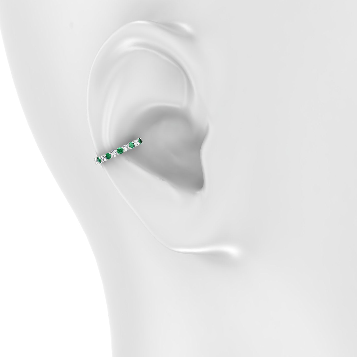 Vesta | 18k White Gold 11 mm Emerald & Diamond Hoop Piercing