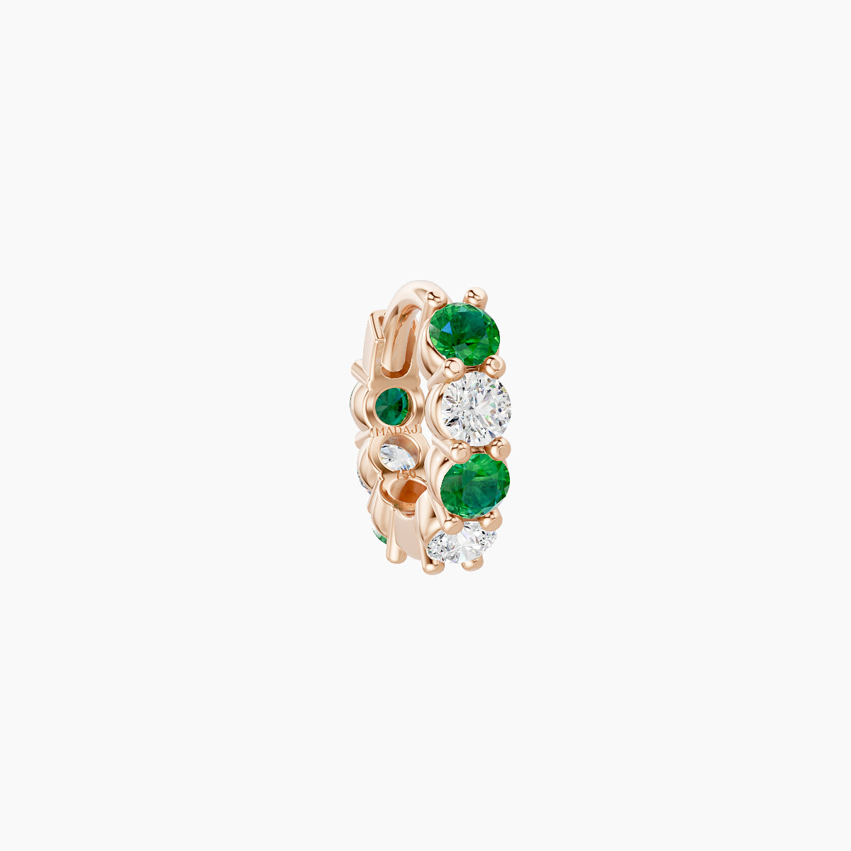 Vesta | 18k Rose Gold 5 mm Emerald & Diamond Hoop Piercing
