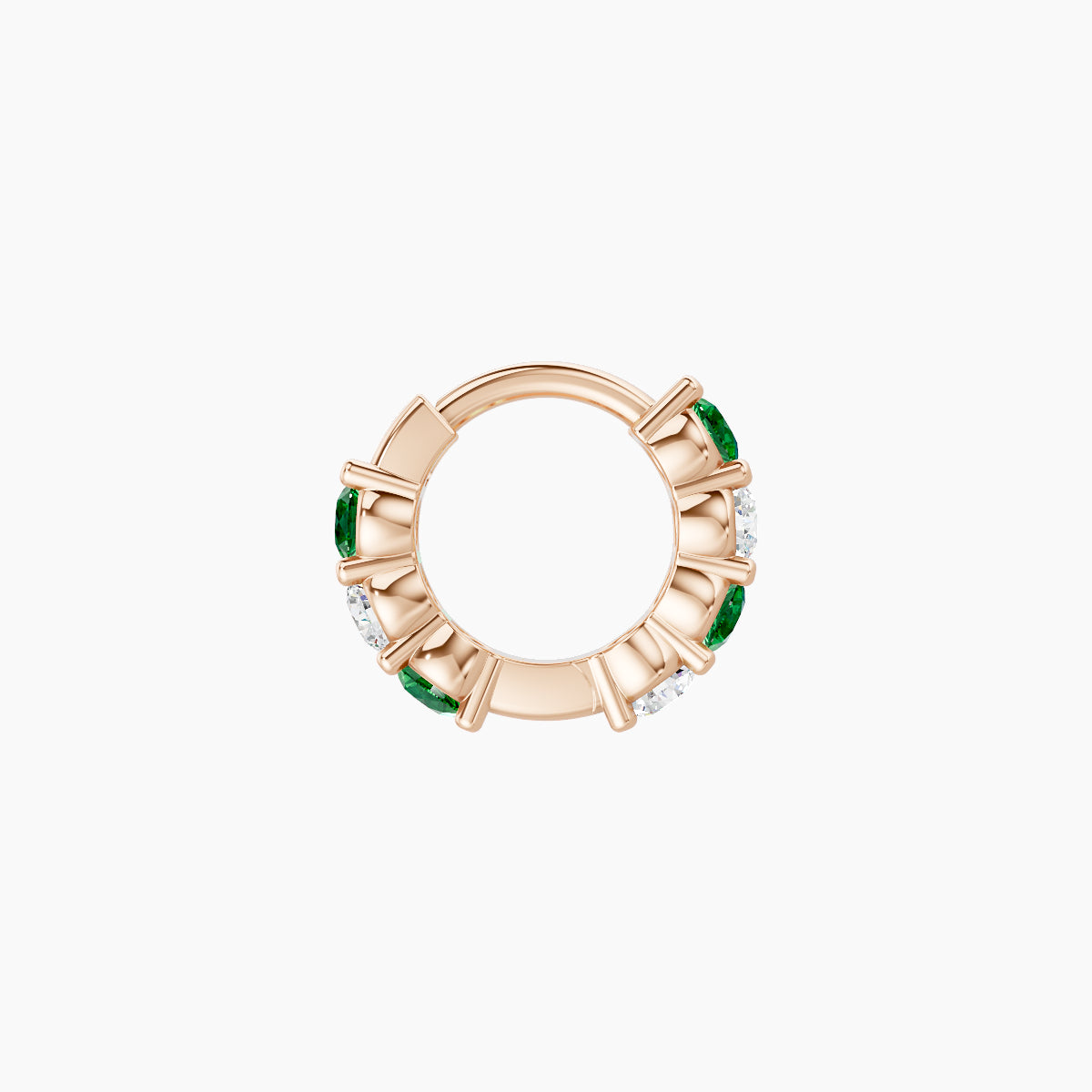 Vesta | 18k Rose Gold 5 mm Emerald & Diamond Hoop Piercing