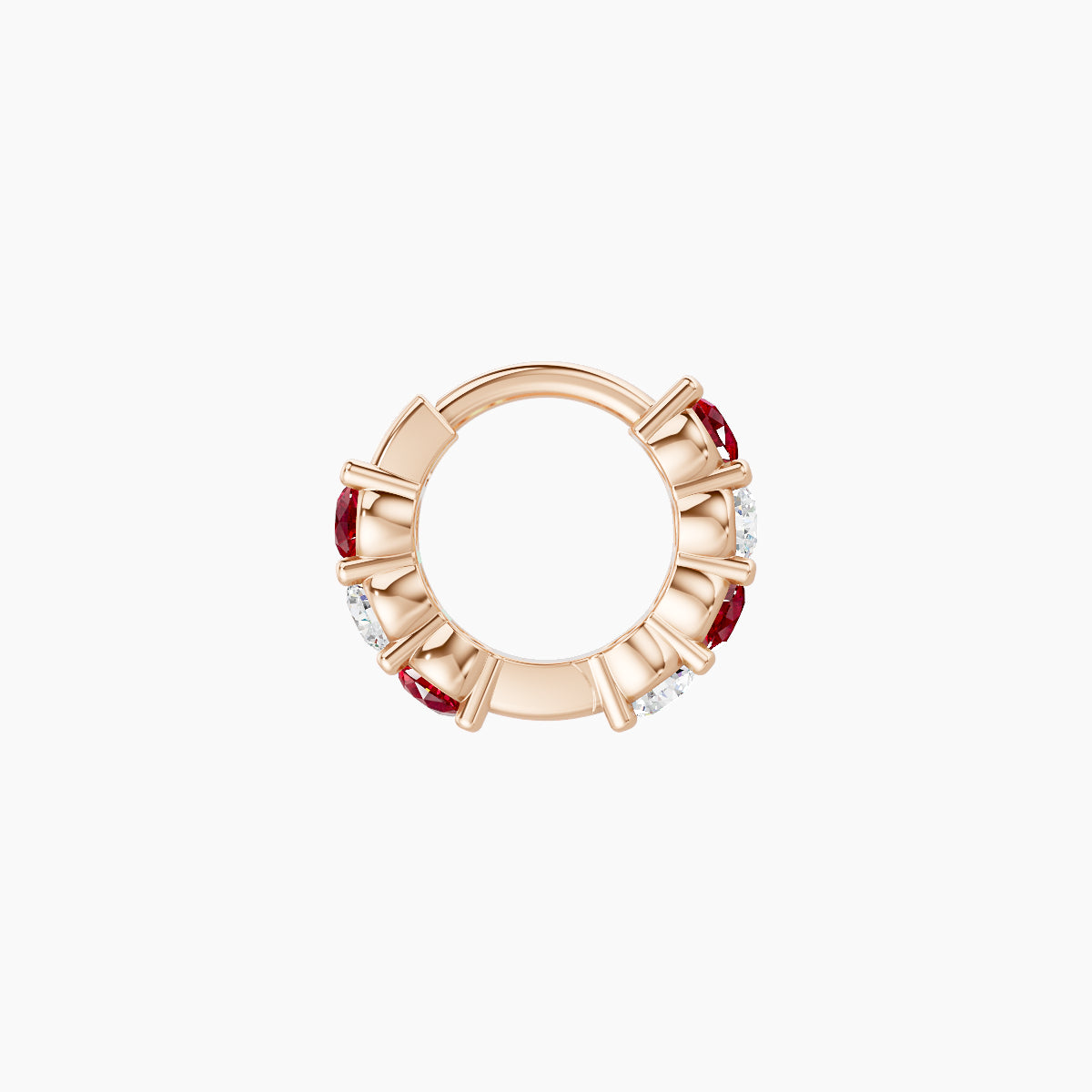 Vesta | 18k Rose Gold 5 mm Ruby & Diamond Hoop Piercing