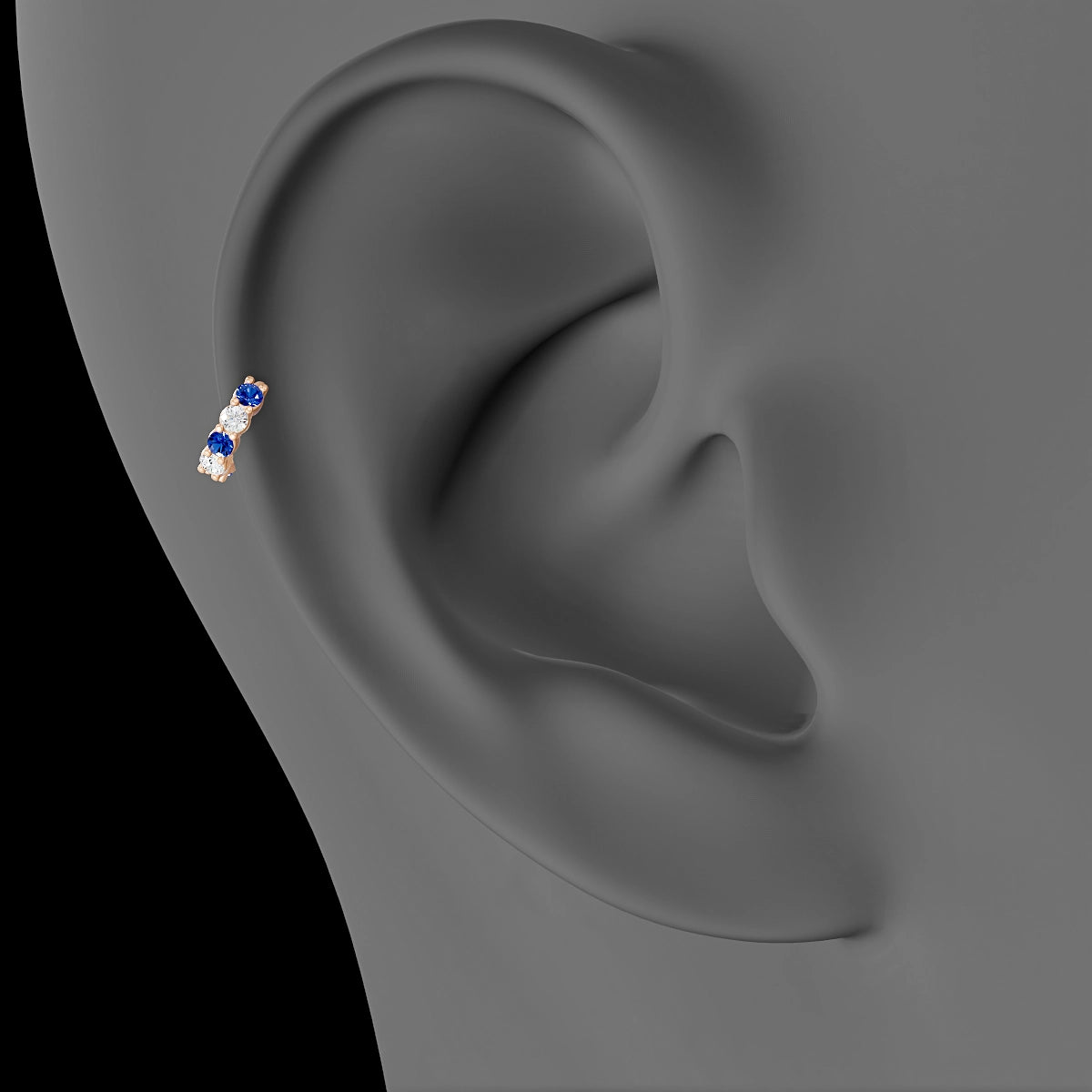 Vesta | 18k Rose Gold 5 mm Sapphire & Diamond Hoop Piercing