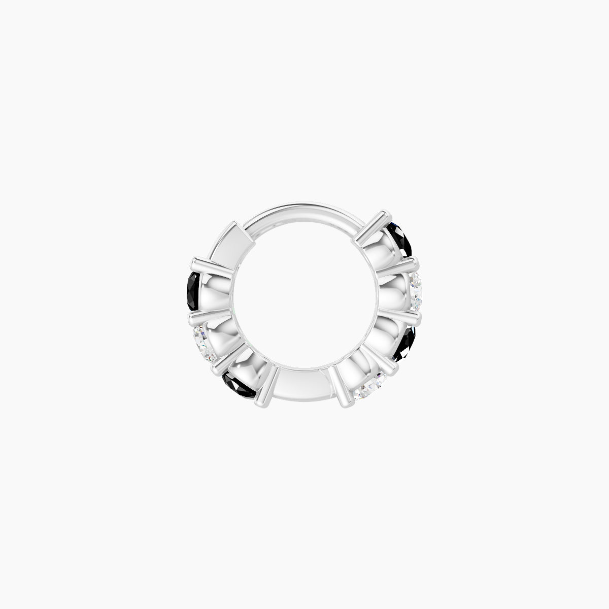 Vesta | 18k White Gold 5 mm Black Diamond & Diamond Hoop Piercing