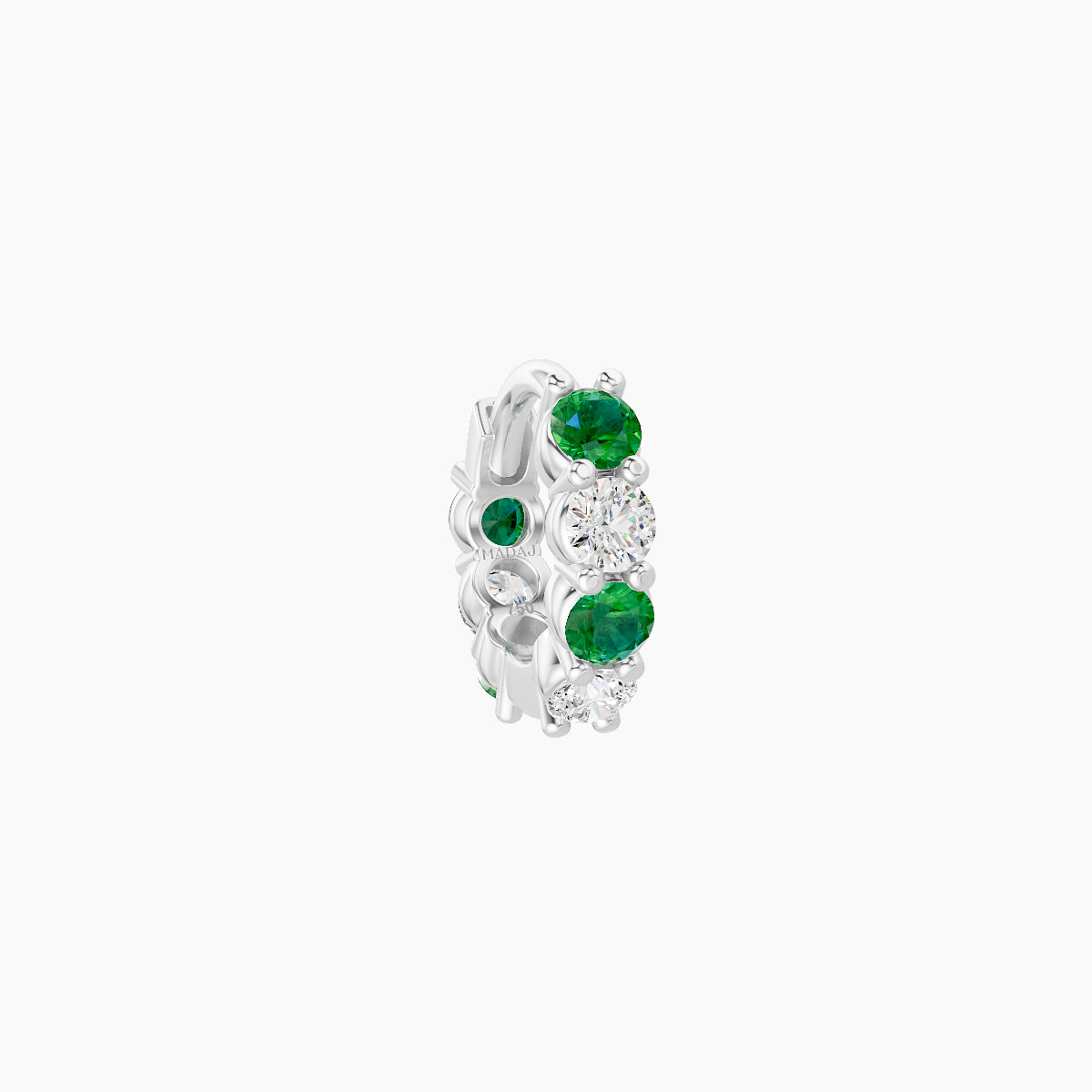 Vesta | 18k White Gold 5 mm Emerald & Diamond Hoop Piercing