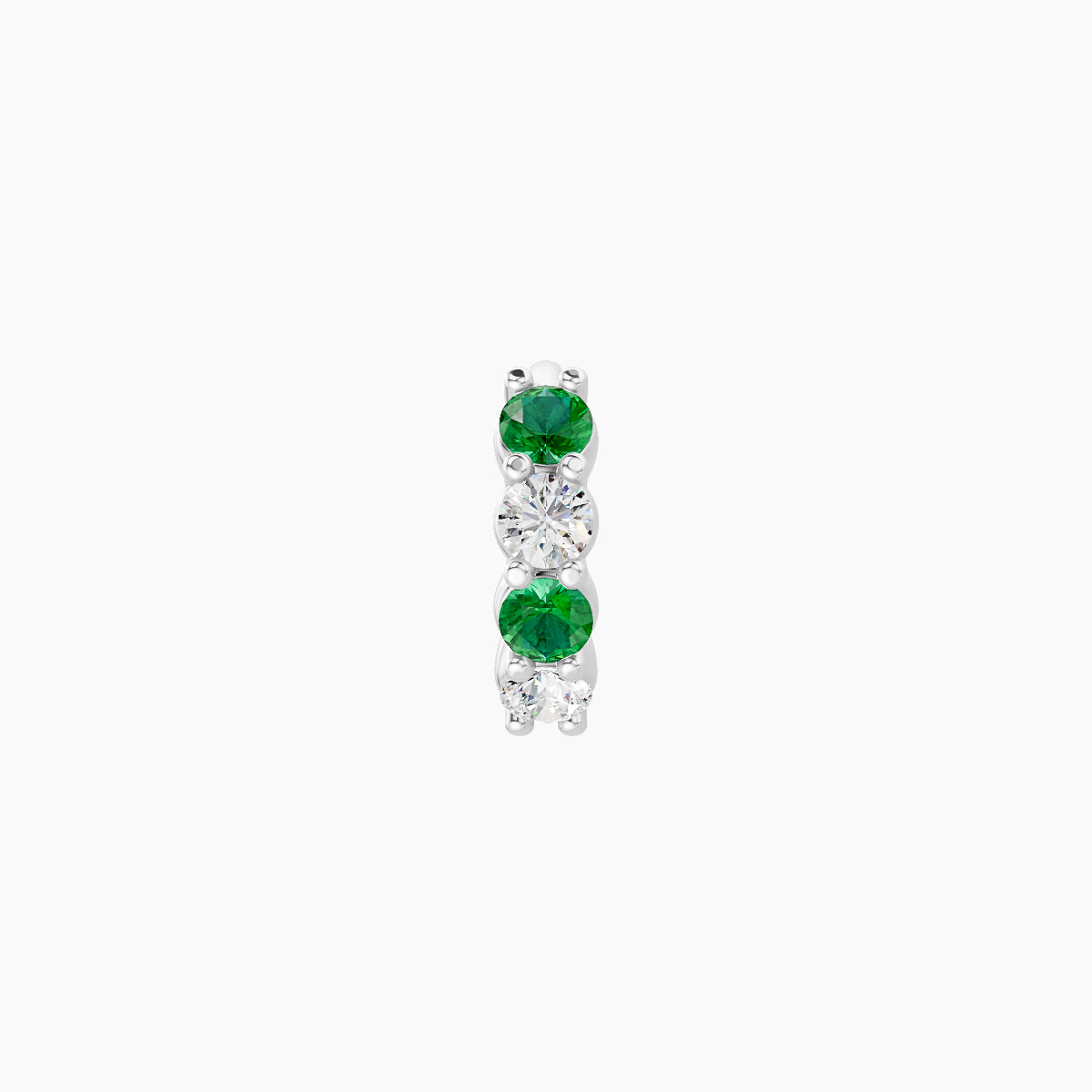 Vesta | 18k White Gold 5 mm Emerald & Diamond Hoop Piercing