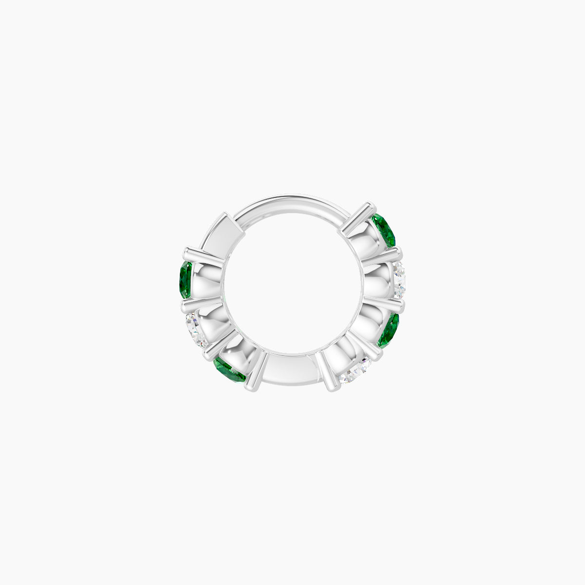 Vesta | 18k White Gold 5 mm Emerald & Diamond Hoop Piercing