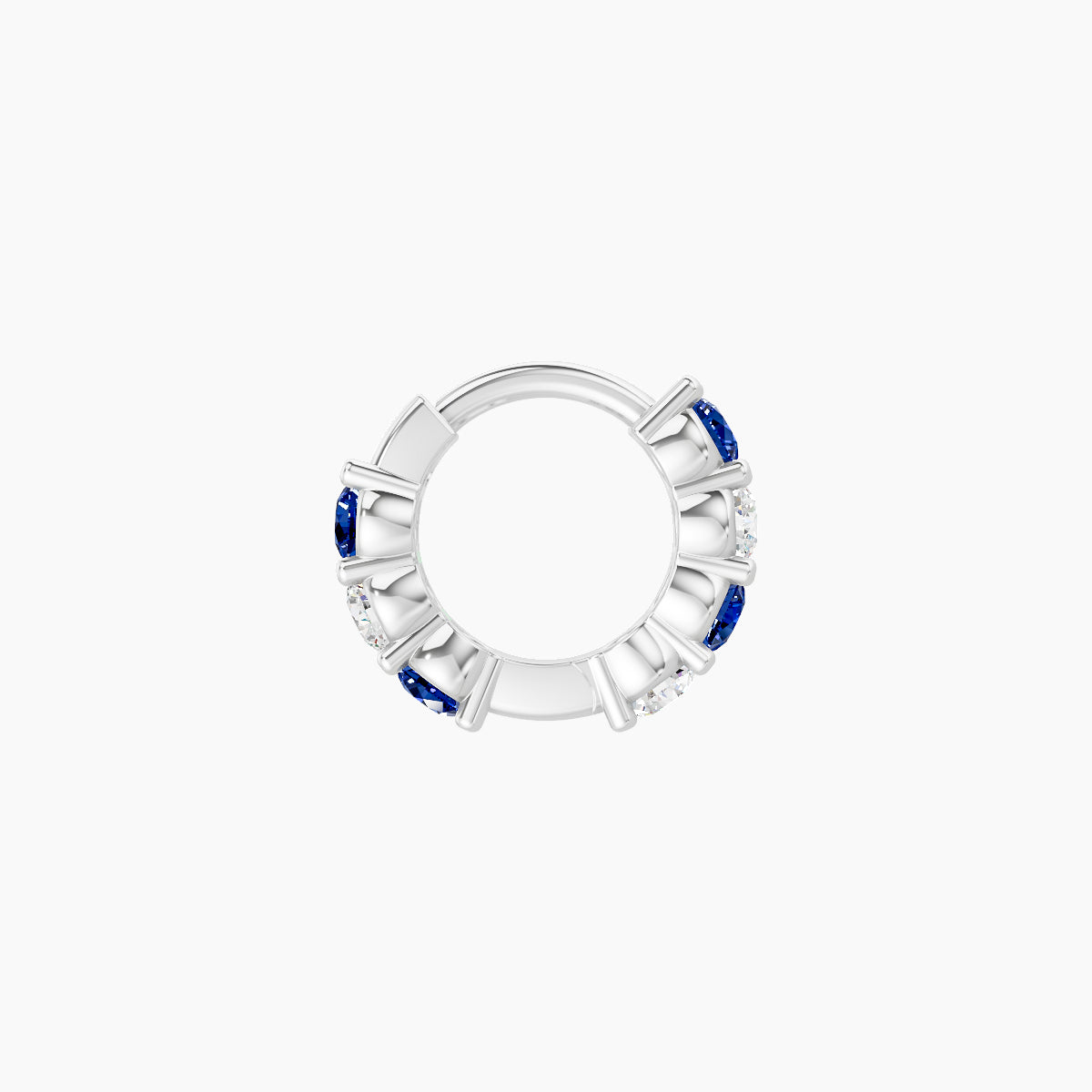 Vesta | 18k White Gold 5 mm Sapphire & Diamond Hoop Piercing