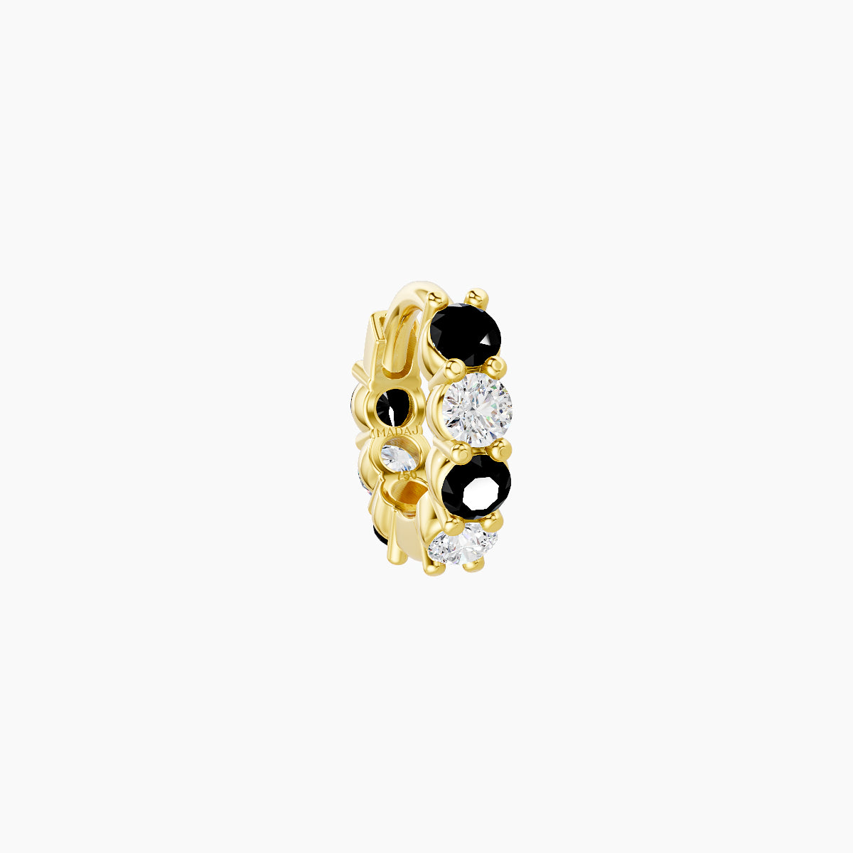 Vesta | 18k Yellow Gold 5 mm Black Diamond & Diamond Hoop Piercing