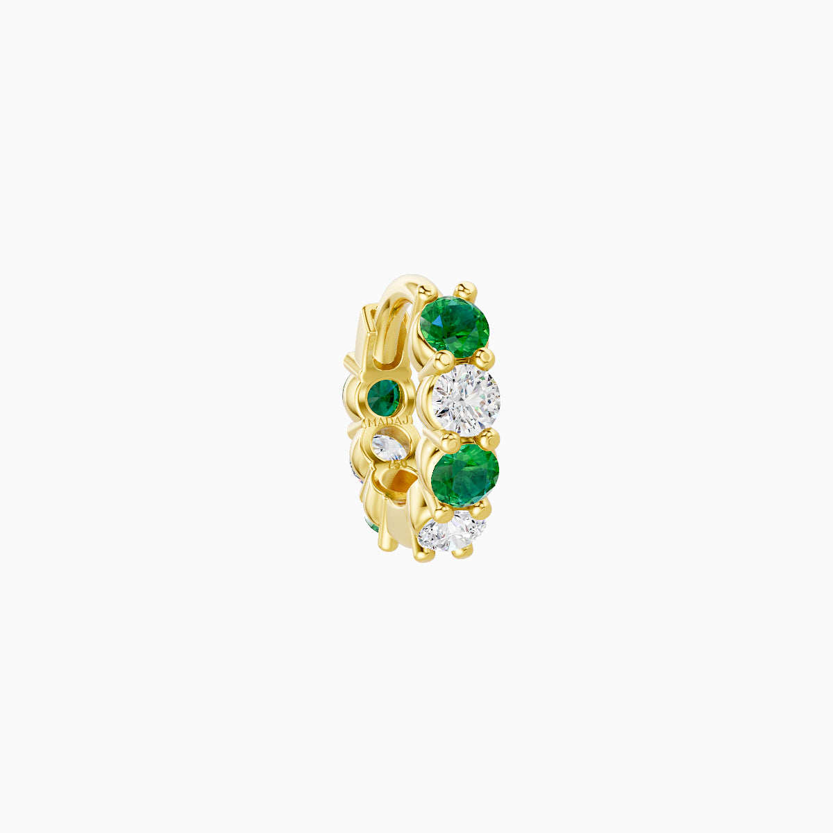 Vesta | 18k Yellow Gold 5 mm Emerald & Diamond Hoop Piercing