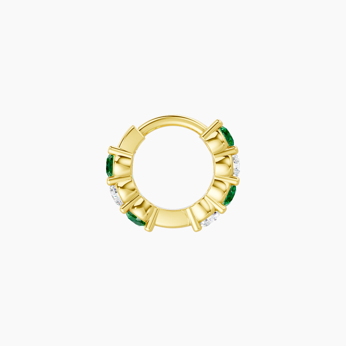 Vesta | 18k Yellow Gold 5 mm Emerald & Diamond Hoop Piercing