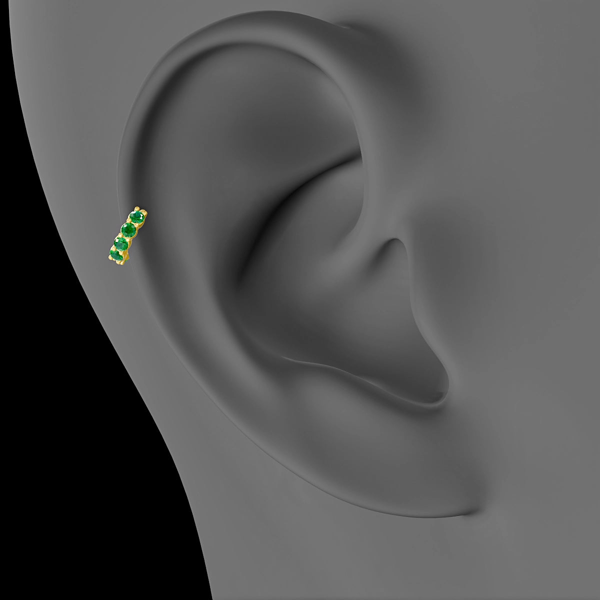 Vesta | 18k Yellow Gold 5 mm Emerald Hoop Piercing