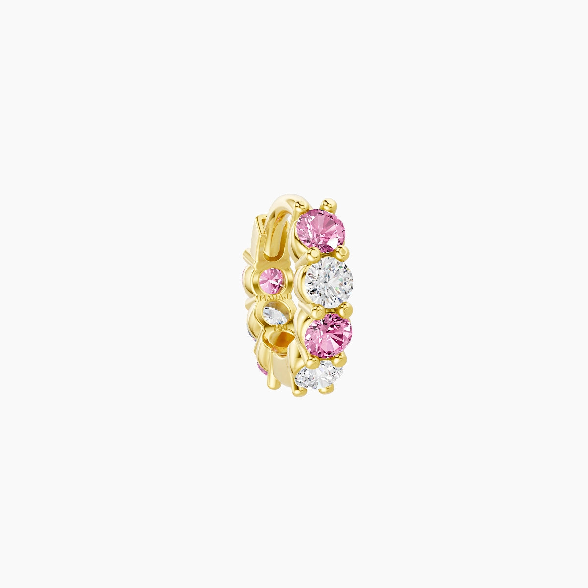 Vesta | 18k Yellow Gold 5 mm Pink Sapphire & Diamond Hoop Piercing