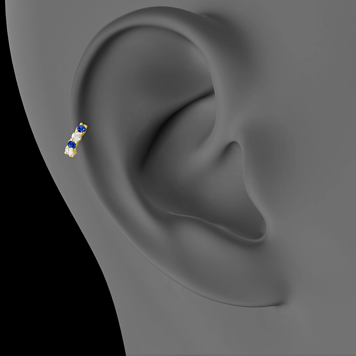 Vesta | 18k Yellow Gold 5 mm Sapphire & Diamond Hoop Piercing