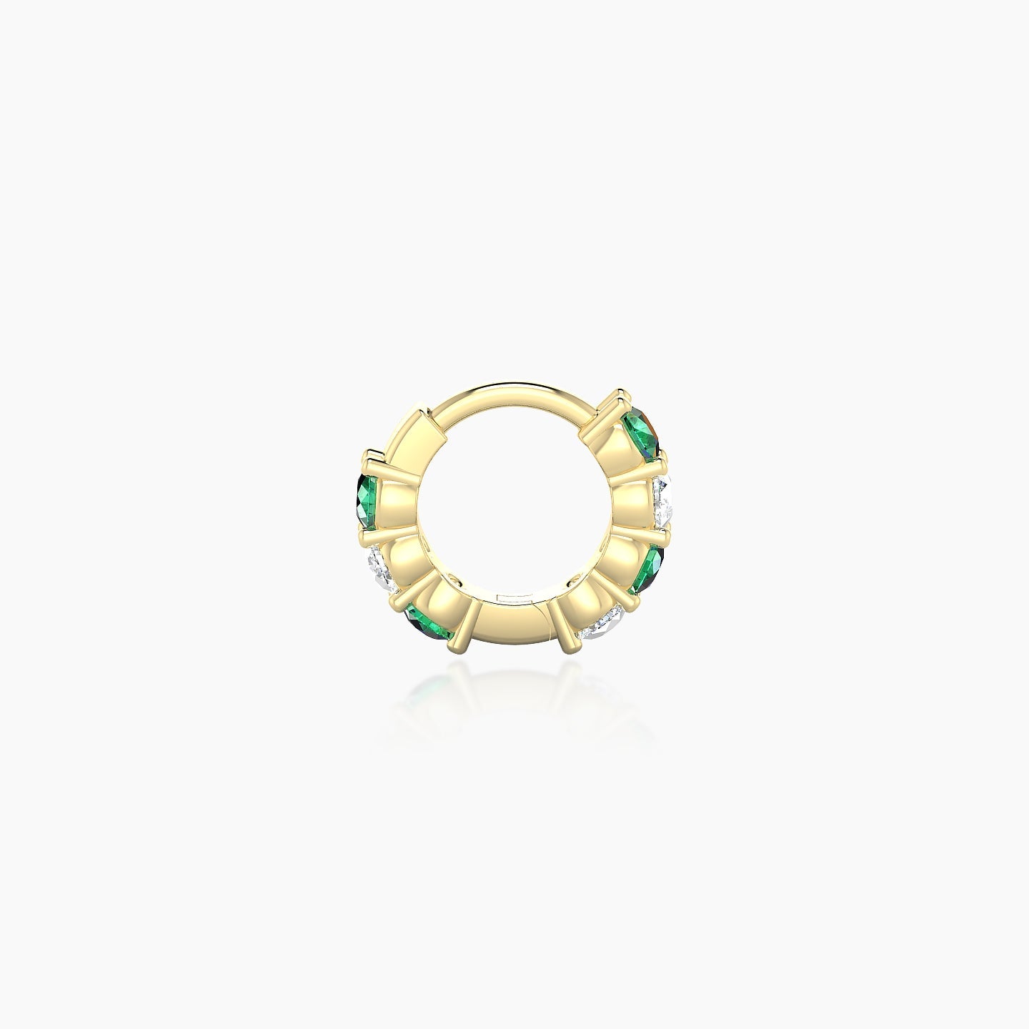 Vesta | 18k Yellow Gold 5 mm Emerald & Diamond Hoop Piercing