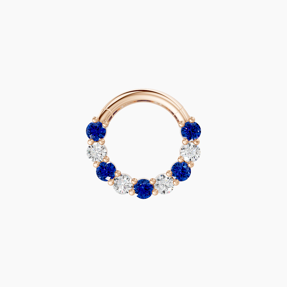 Vesta | 18k Rose Gold 6.5 mm Sapphire & Diamond Daith Piercing