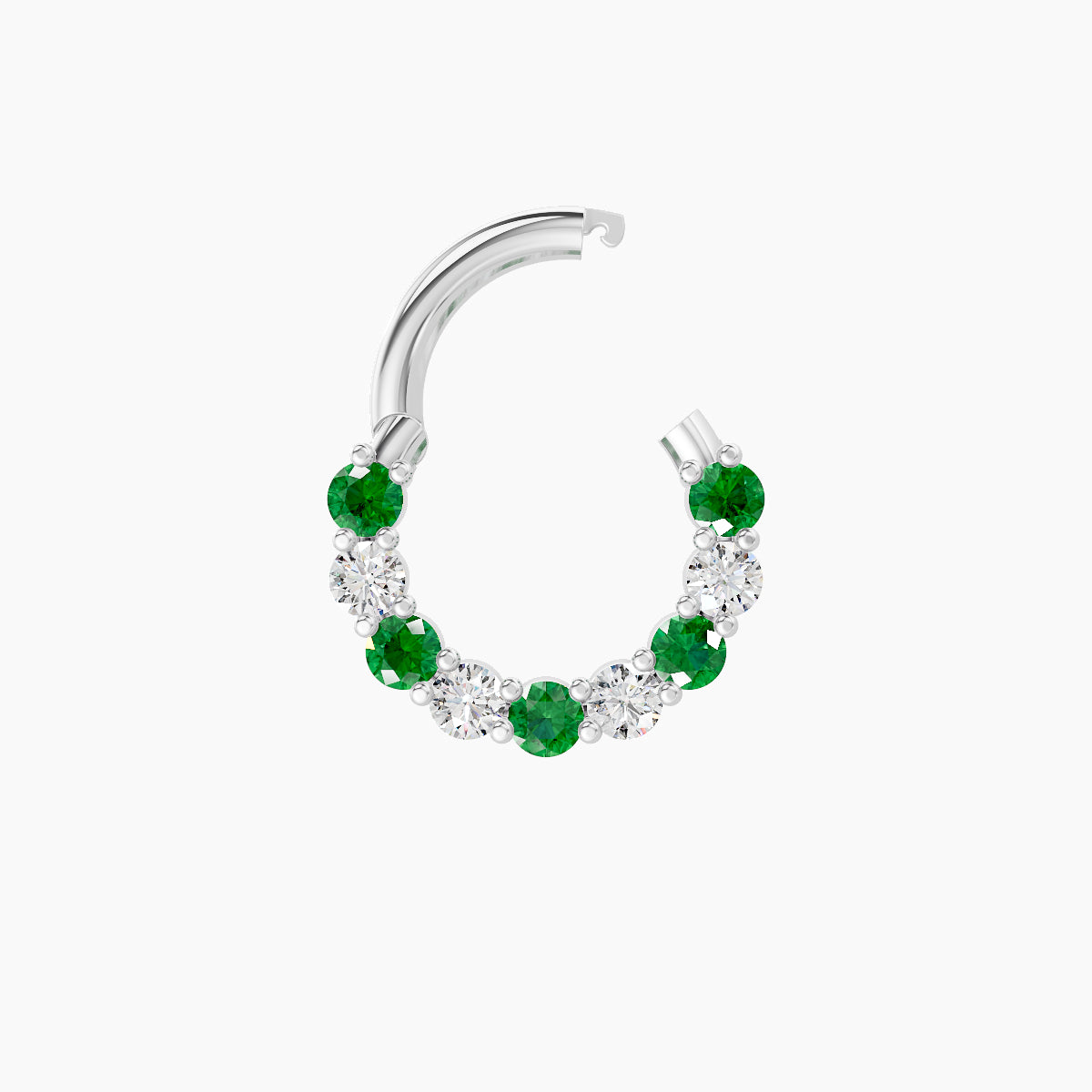 Vesta | 18k White Gold 6.5 mm Emerald & Diamond Daith Piercing