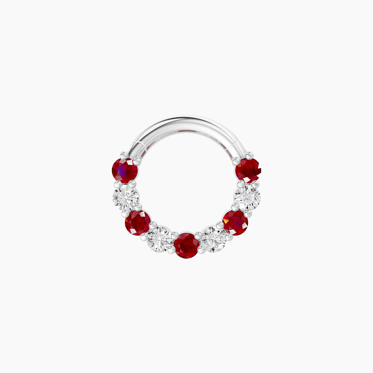 Vesta | 18k White Gold 6.5 mm Ruby & Diamond Daith Piercing