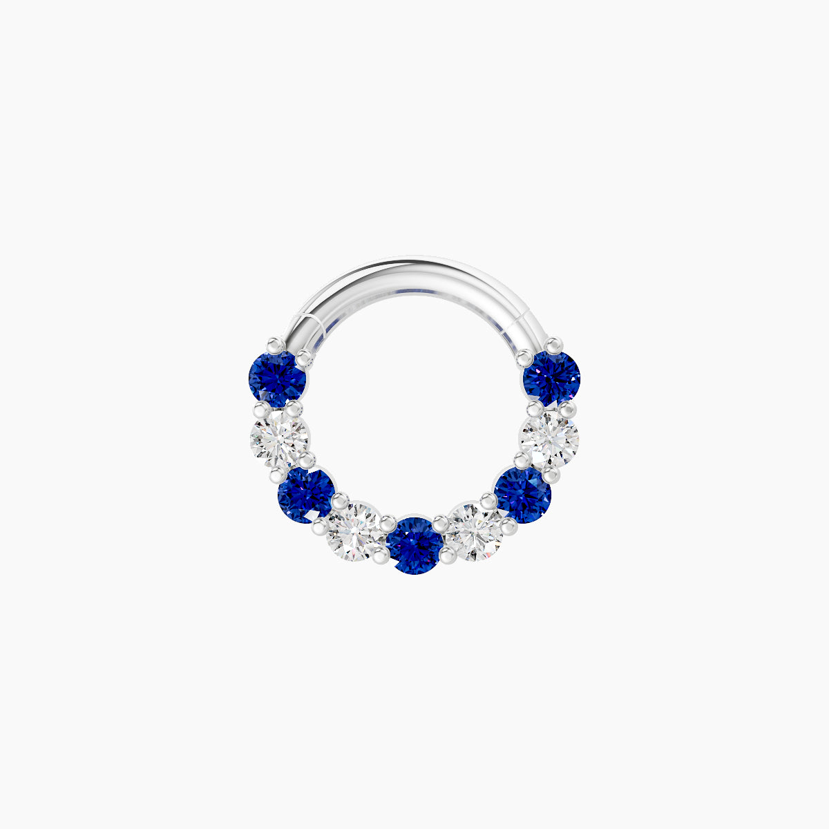 Vesta | 18k White Gold 6.5 mm Sapphire & Diamond Daith Piercing