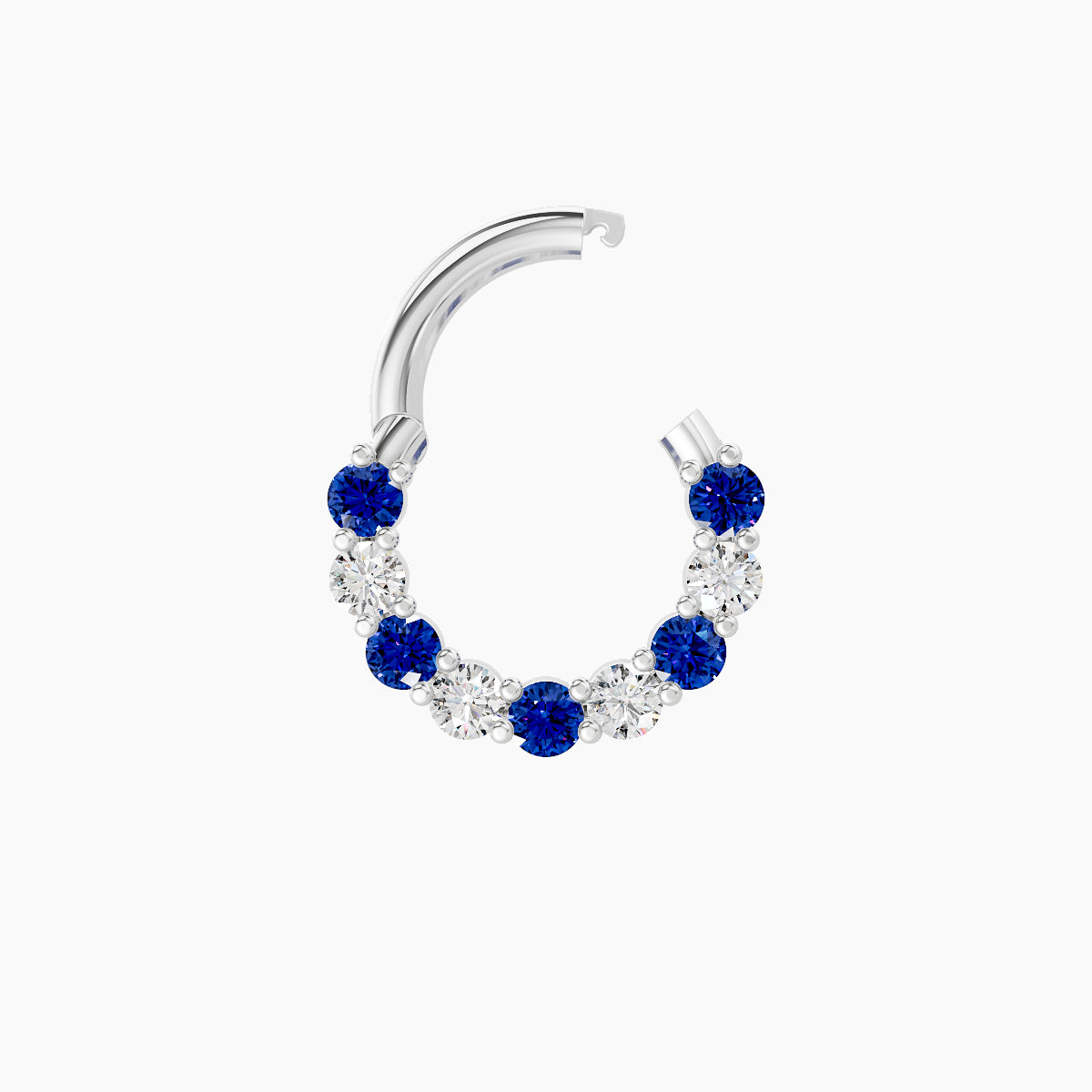 Vesta | 18k White Gold 6.5 mm Sapphire & Diamond Daith Piercing