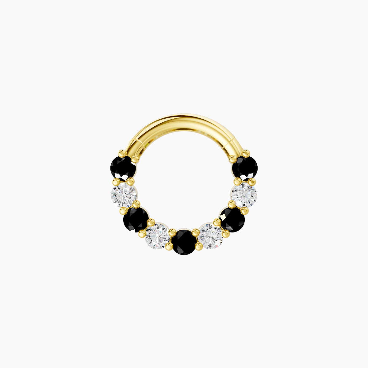Vesta | 18k Yellow Gold 6.5 mm Black Diamond & Diamond Daith Piercing