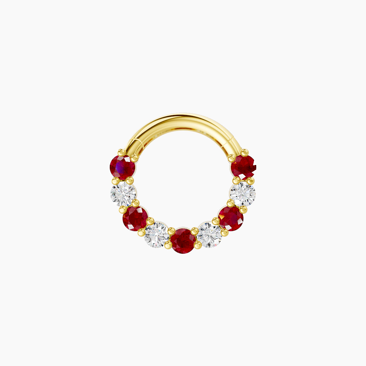 Vesta | 18k Yellow Gold 6.5 mm Ruby & Diamond Daith Piercing