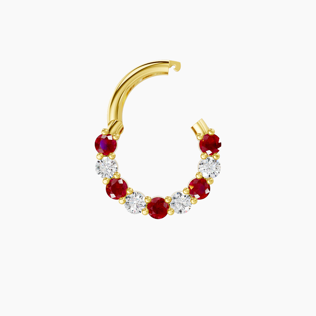 Vesta | 18k Yellow Gold 6.5 mm Ruby & Diamond Daith Piercing